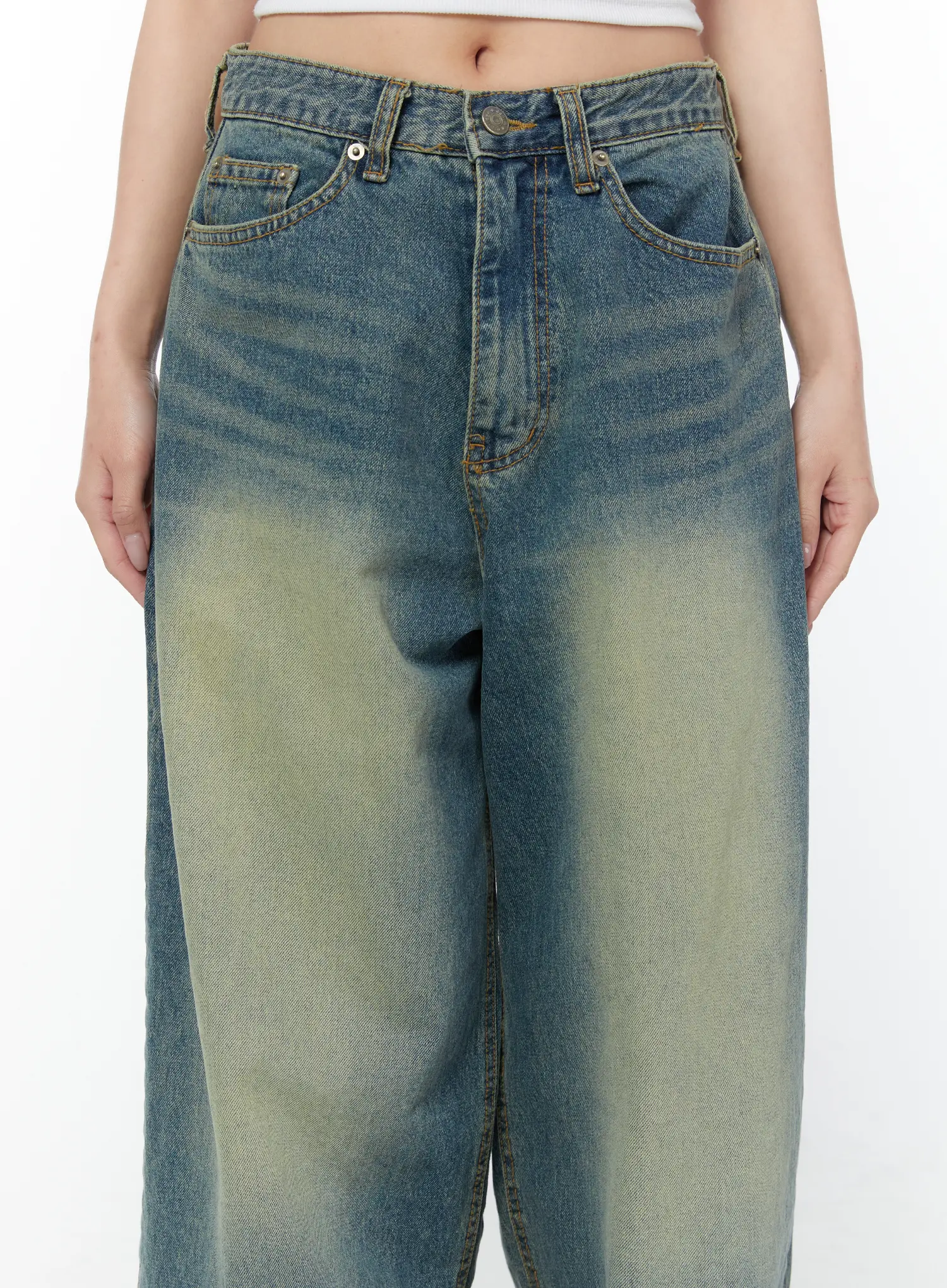 Effie Vintage Washed Wide Leg Jeans CY519 - Image 8