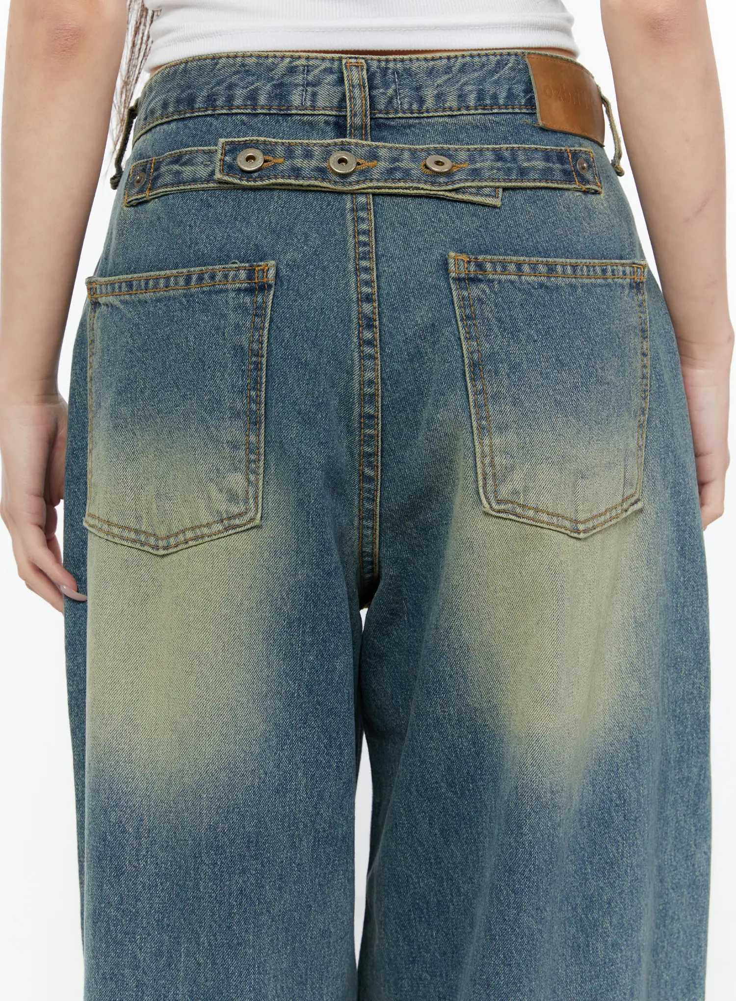 Effie Vintage Washed Wide Leg Jeans CY519 - Image 9