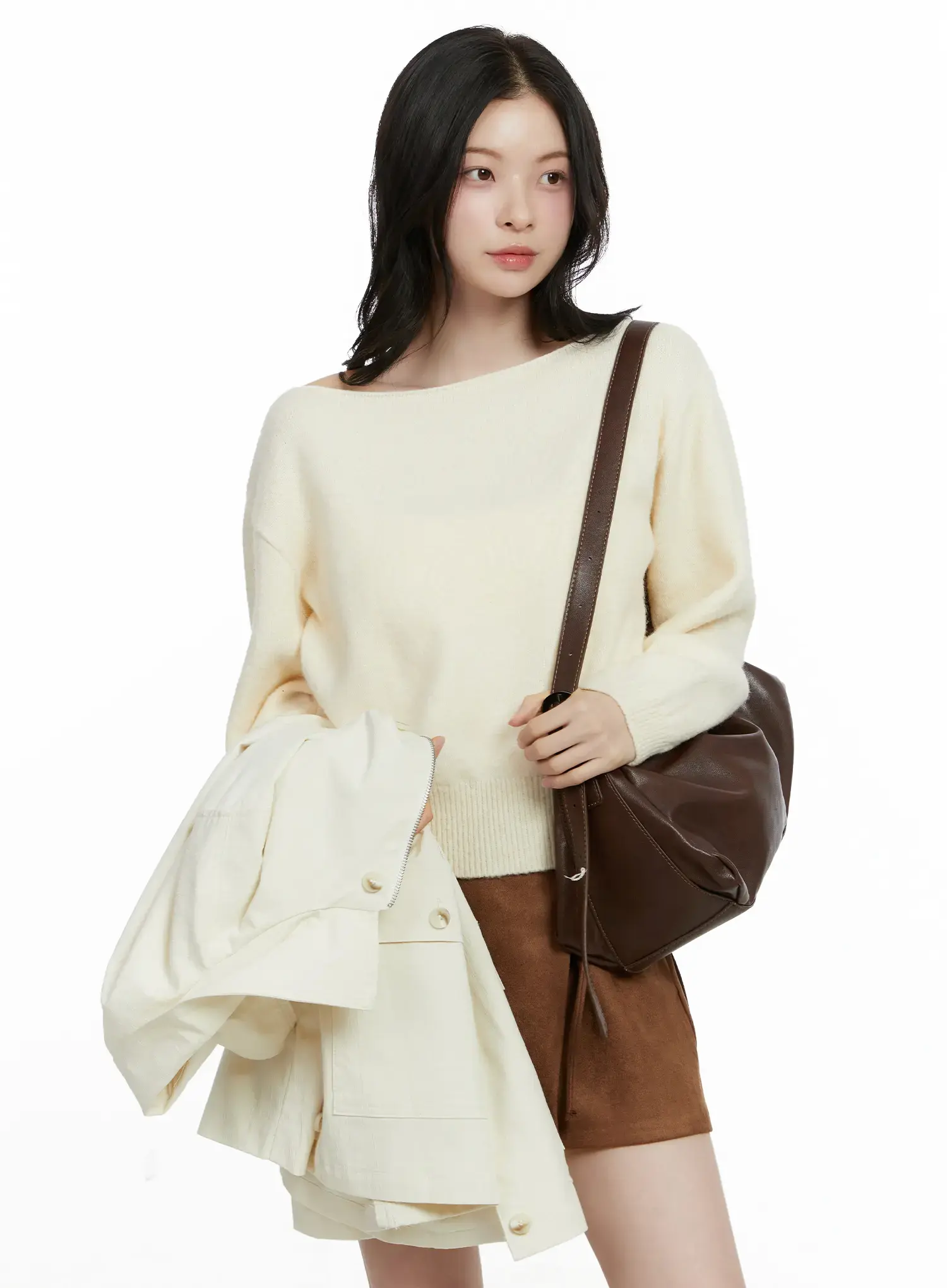 Elegant Boat Neck Knit Sweater F502