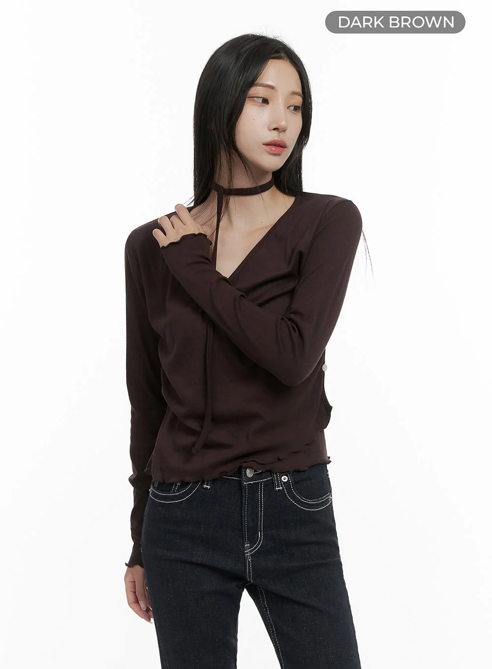 Elegant Buttoned Wrap Long Sleeve Top CS430 - Image 11