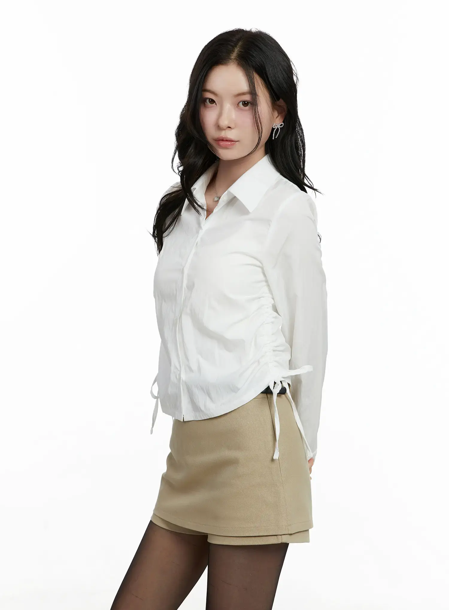 Elegant Cropped String Long Sleeve Shirt F502 - Image 6