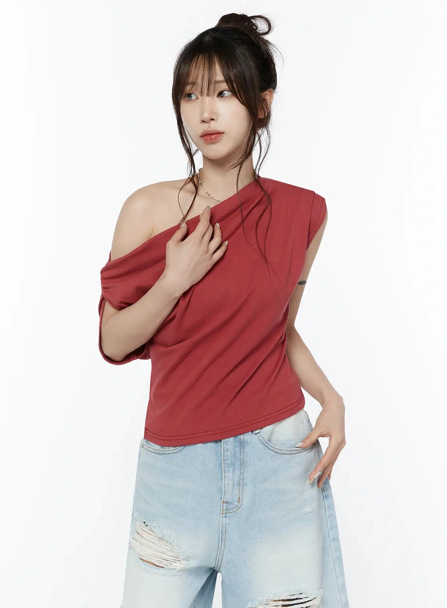 Elegant Draped Off-Shoulder Top IY515 - Image 5