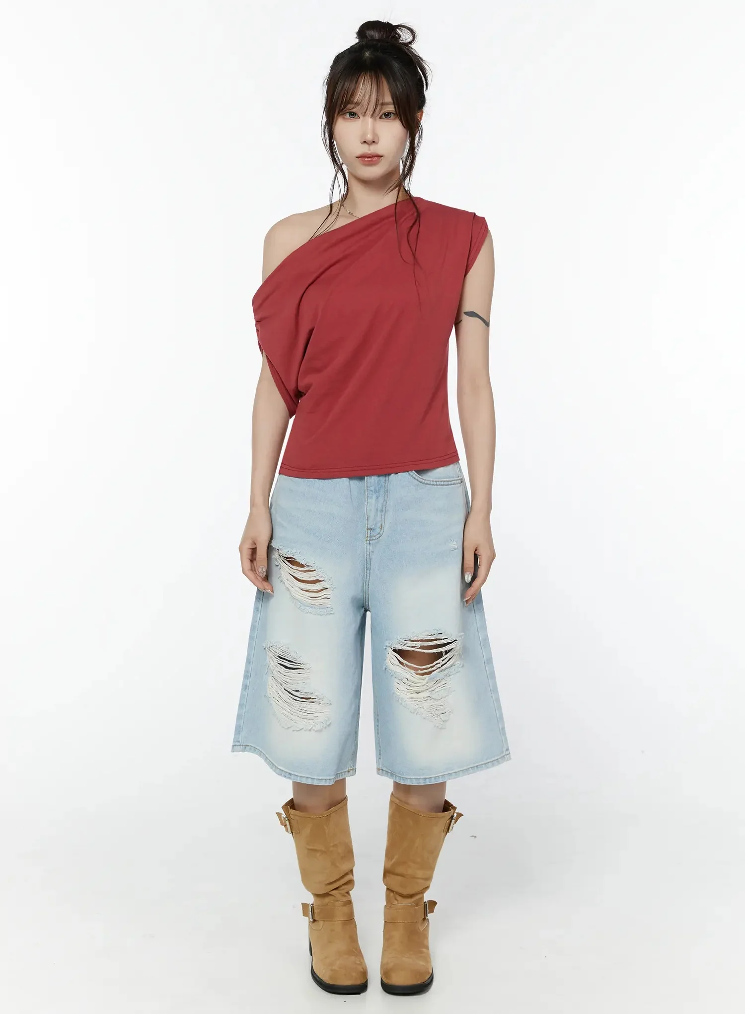 Elegant Draped Off-Shoulder Top IY515 - Image 8