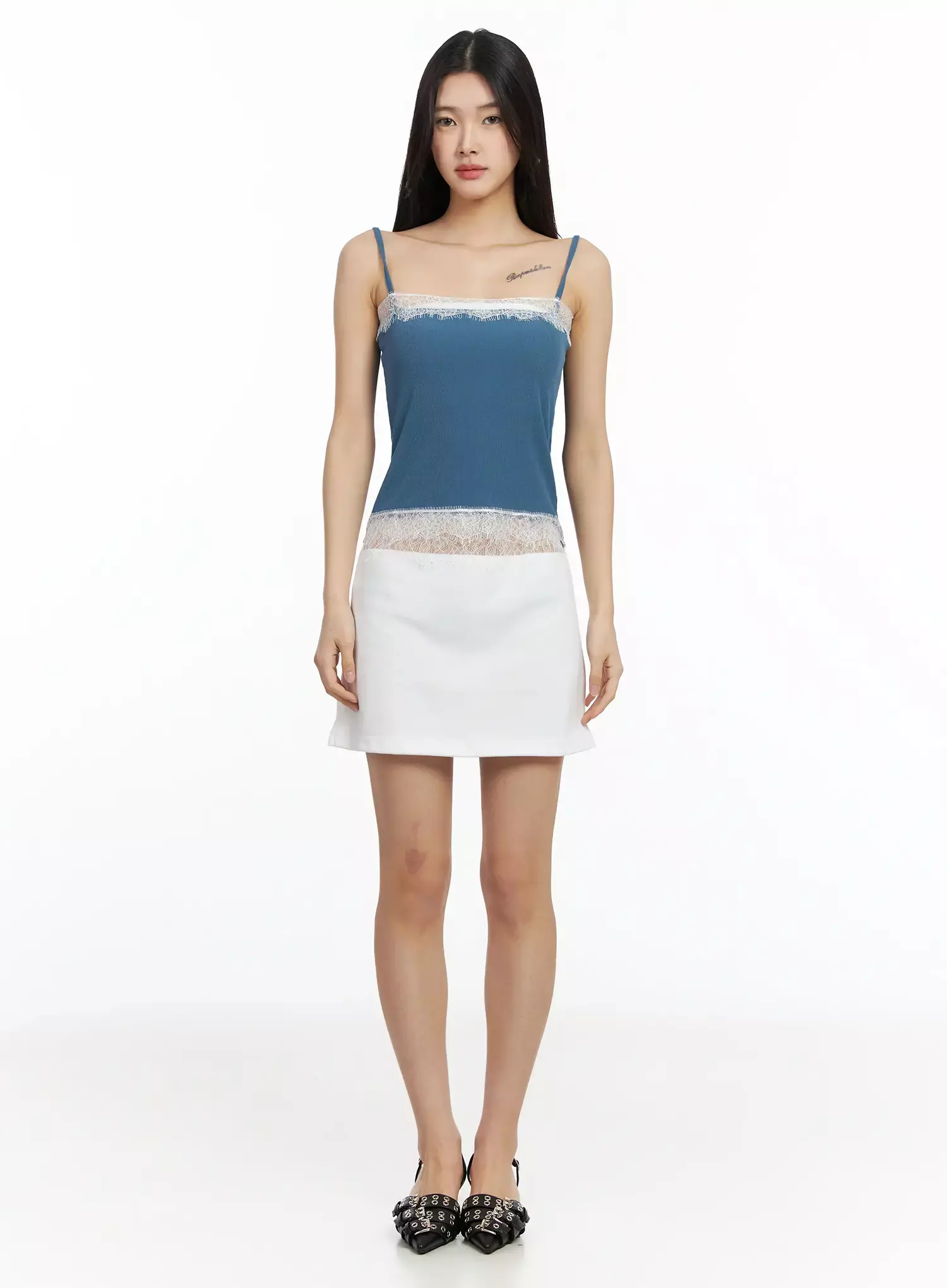 Elegant Lace Trim Mini Skirt IM530 - Image 6