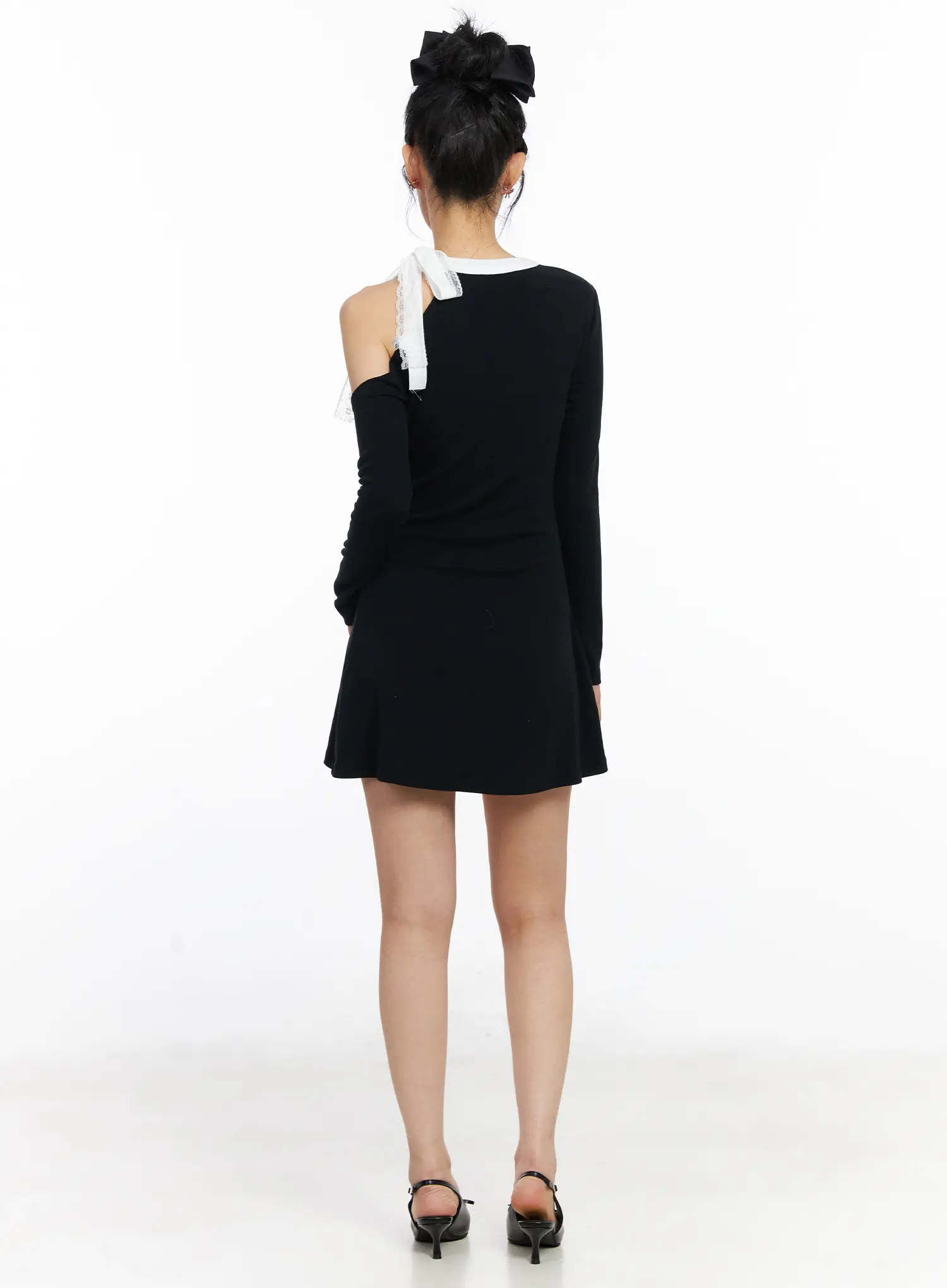 Elegant One-Shoulder Laced Mini Dress CJ522 - Image 8