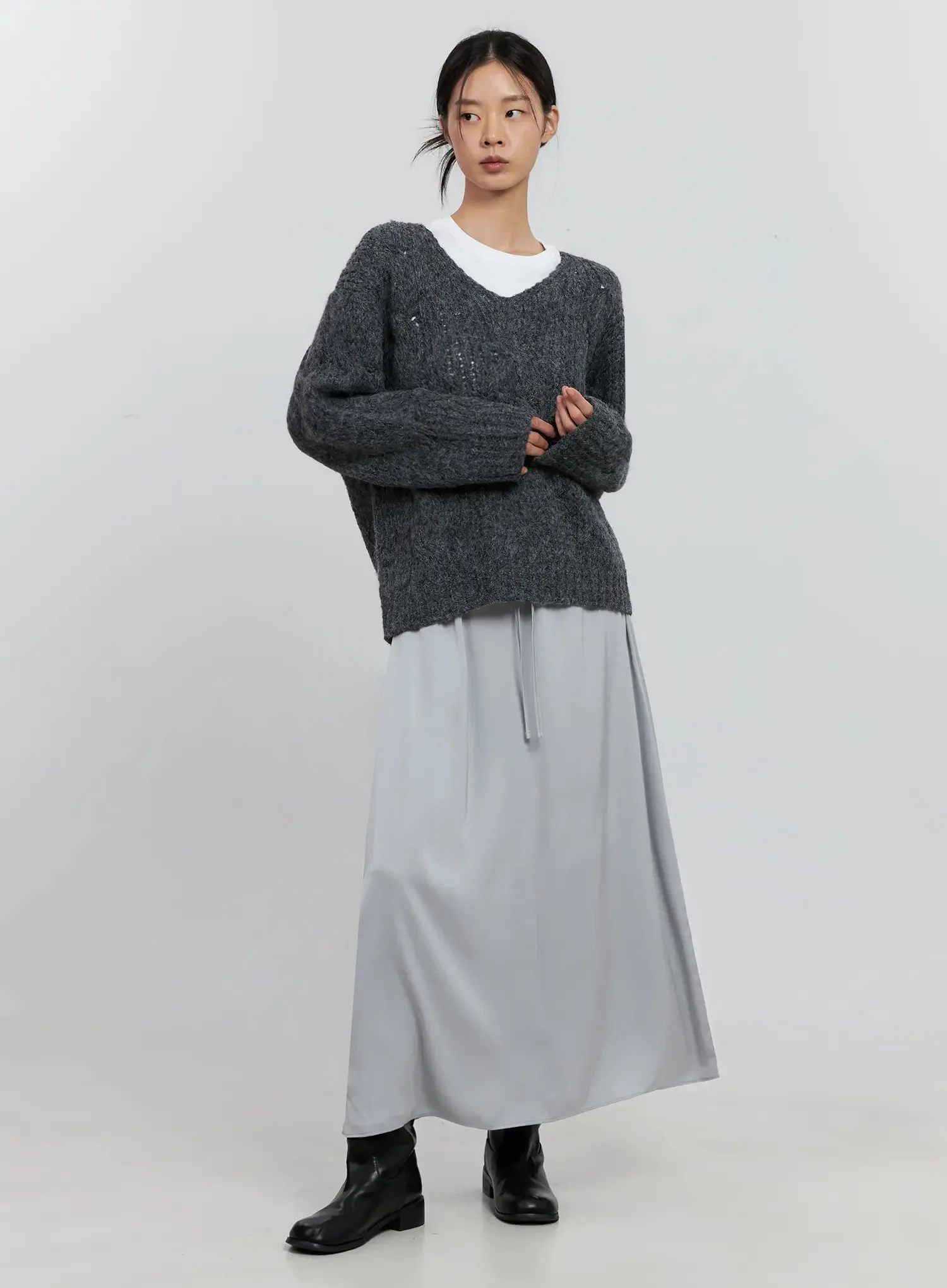 Elegant Satin Maxi Skirt IS516 - Image 3