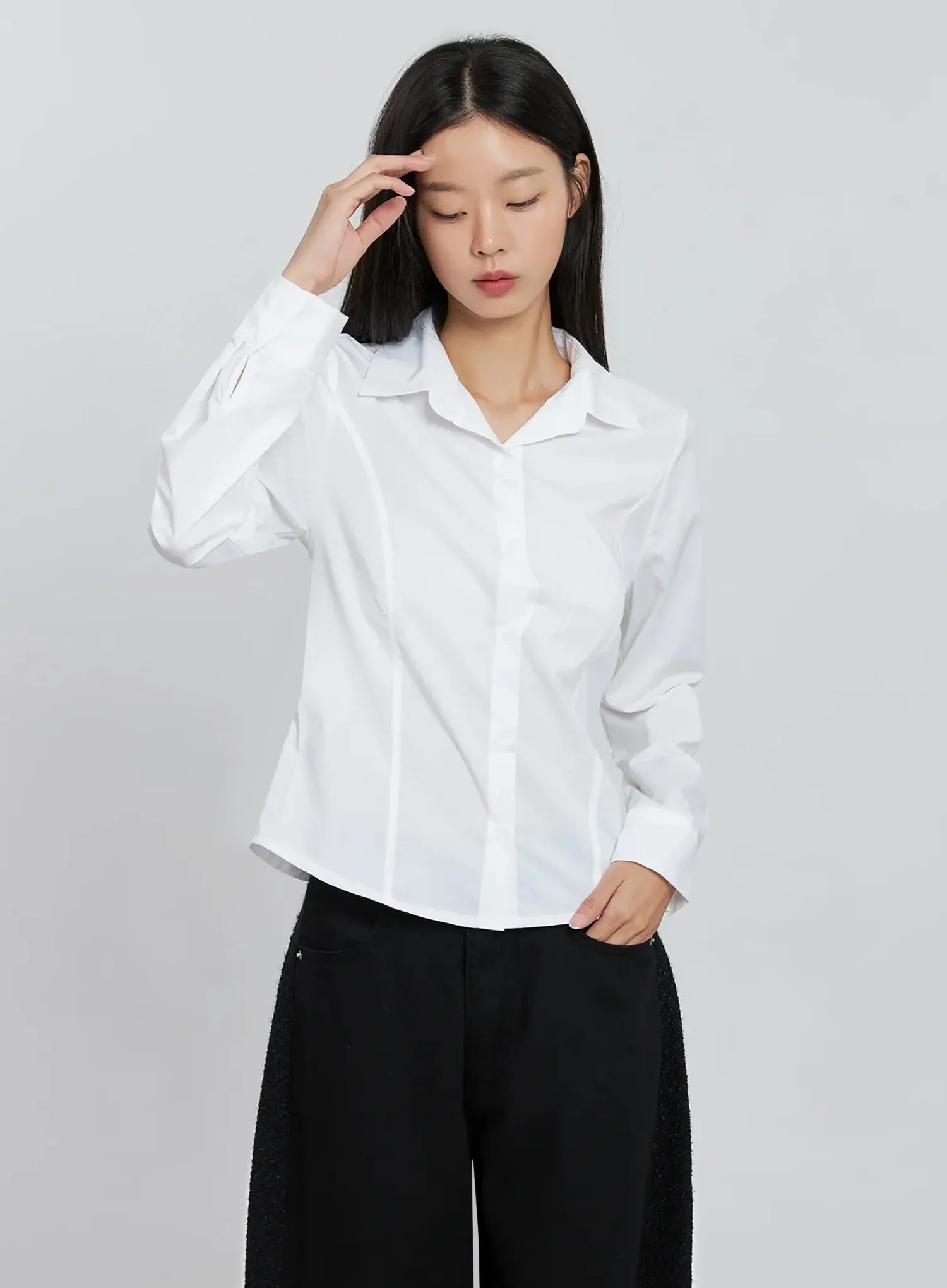 Elegant White Slim Blouse IO530 - Image 8
