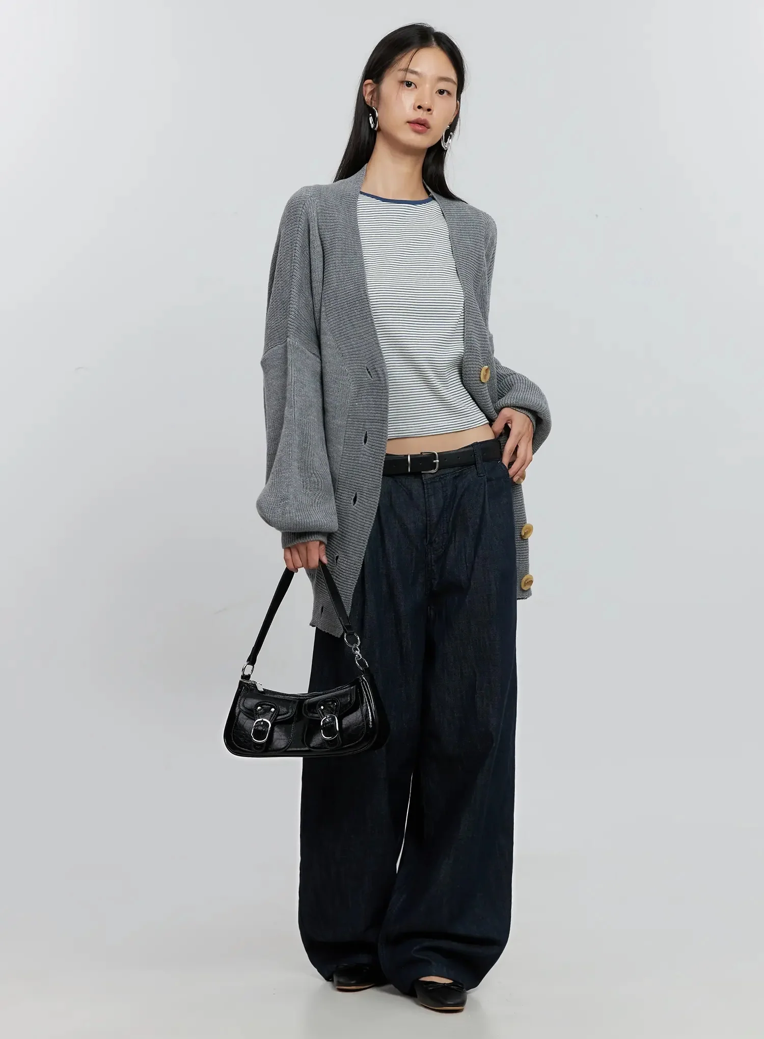 Elio Pintuck Wide-Leg Jeans IS516
