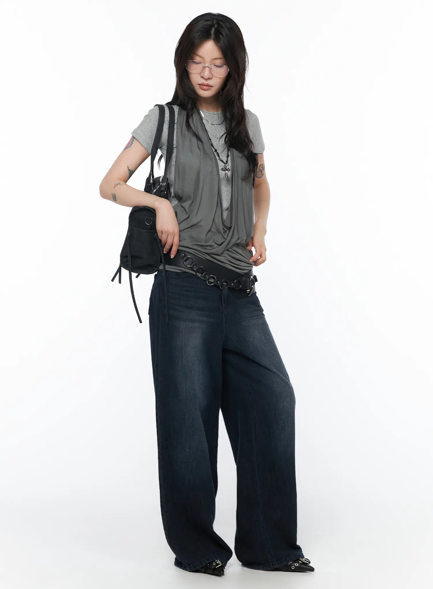 Ellie Washed Wide Leg Jeans CA524 - Image 2