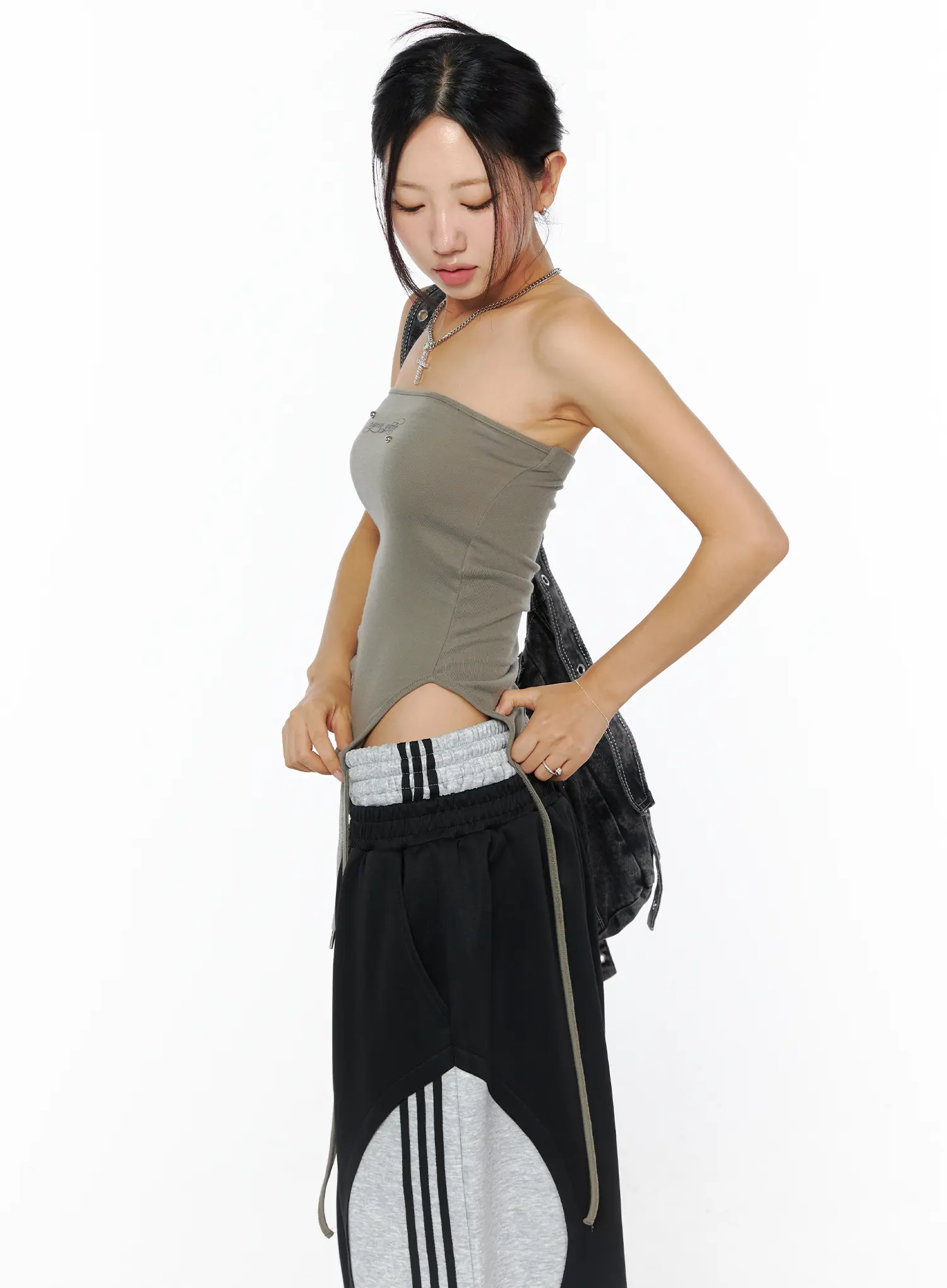 Embroidered Asymmetric Tube Top CU515
