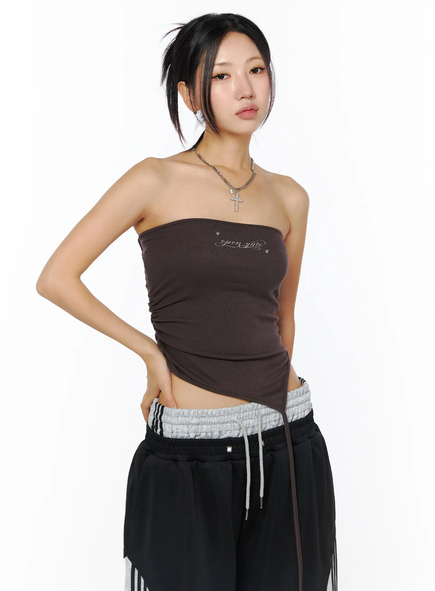 Embroidered Asymmetric Tube Top CU515 - Image 12