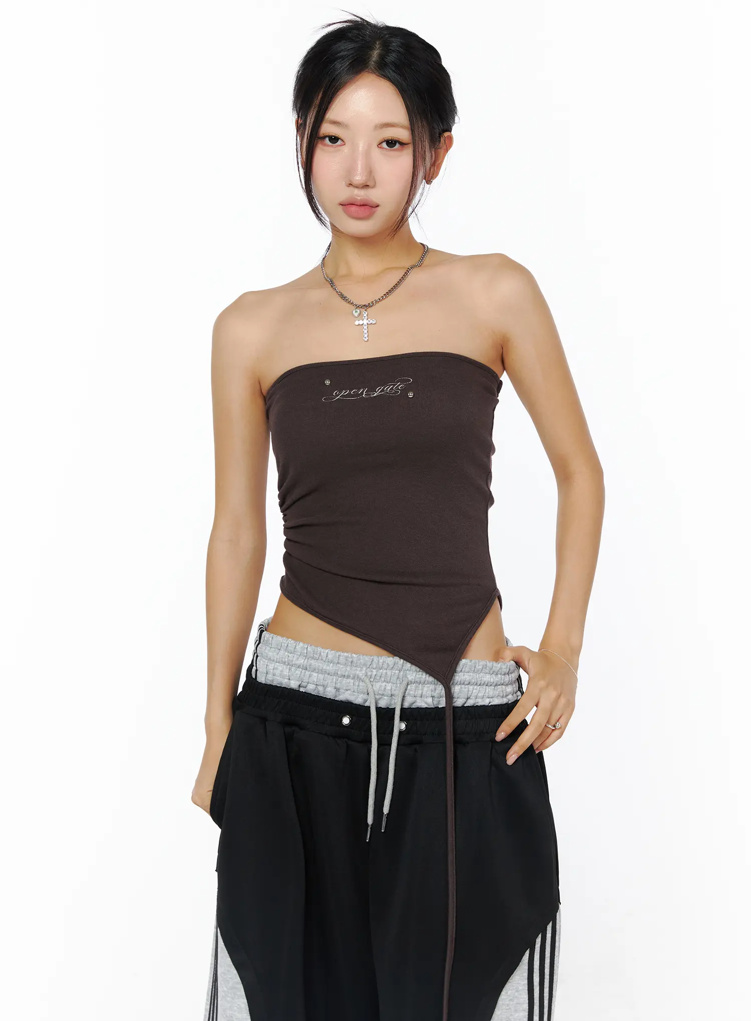 Embroidered Asymmetric Tube Top CU515 - Image 2