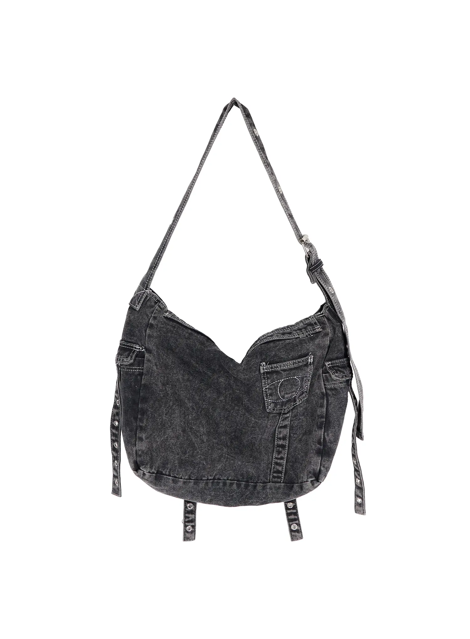 Embroidered Buckle Denim Crossbody Bag CU515 - Image 10