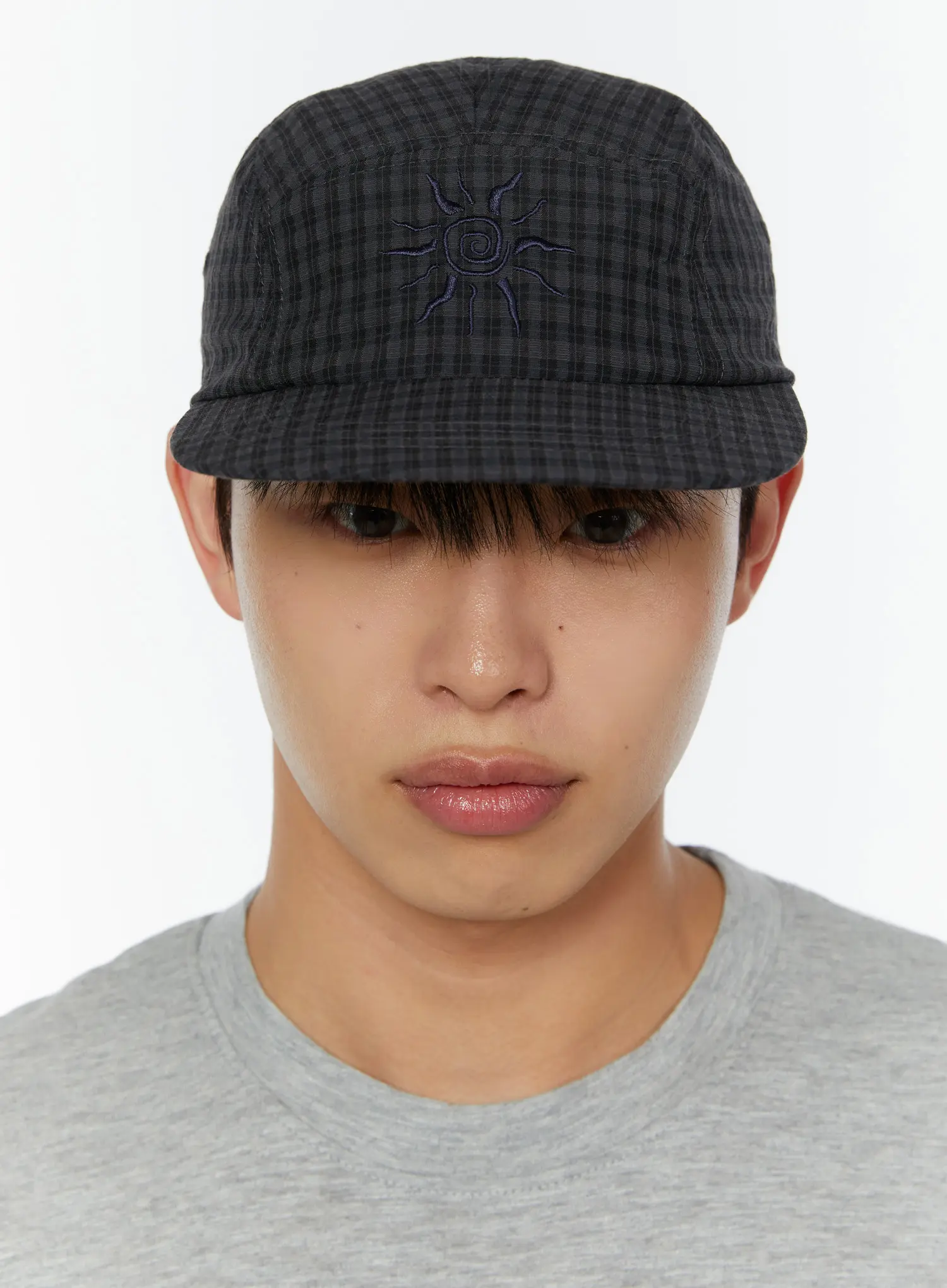 Embroidered Plaid Hat IU518 - Image 3