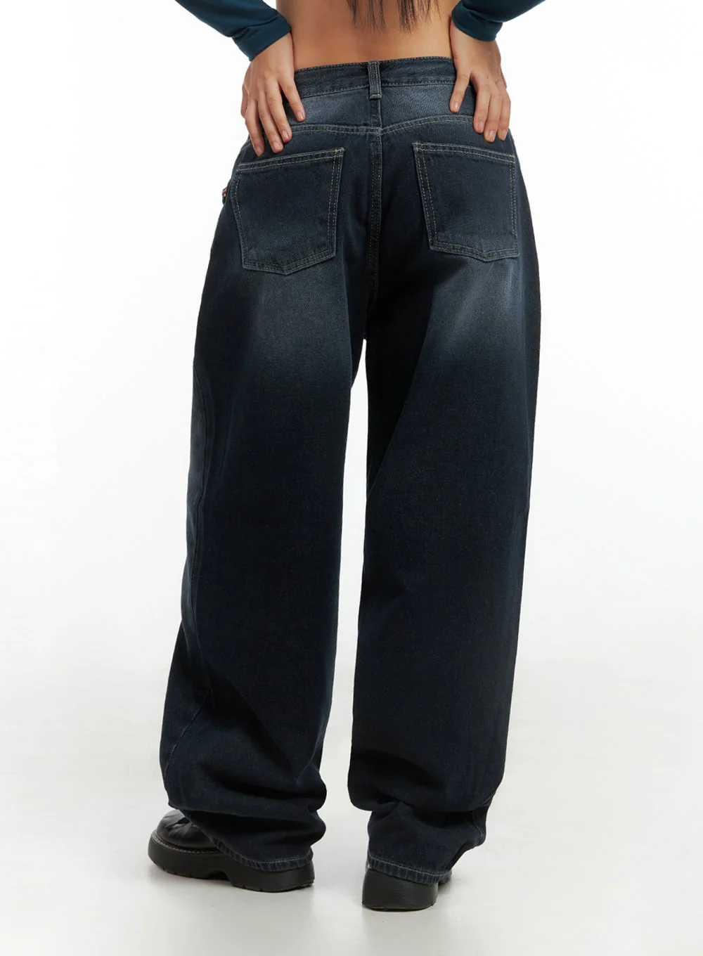 Evelyn Washed Baggy Jeans (Dark Blue) IS402 - Image 5