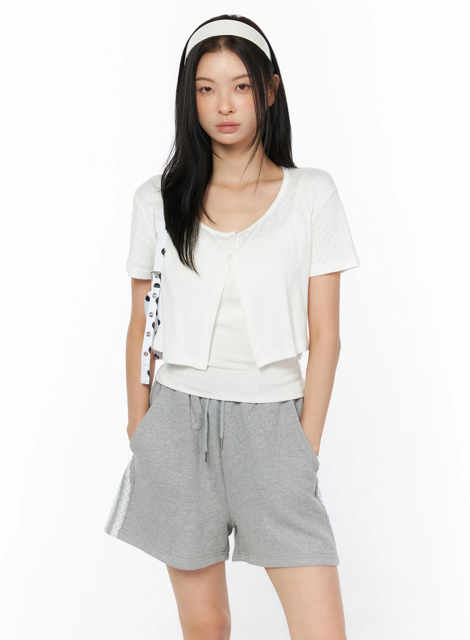 Eyelet Crop Cardigan IU519 - Image 4