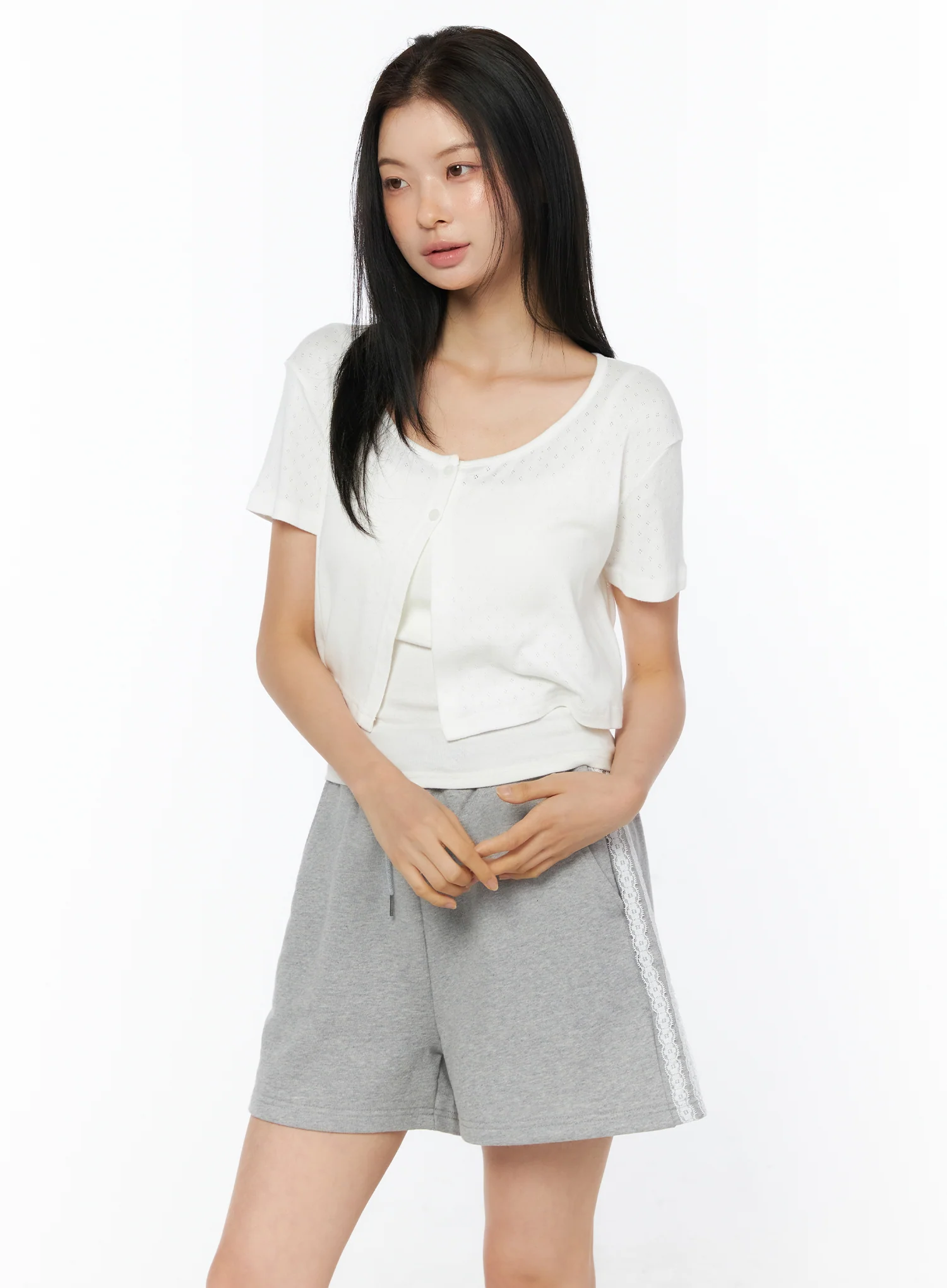 Eyelet Crop Cardigan IU519 - Image 9