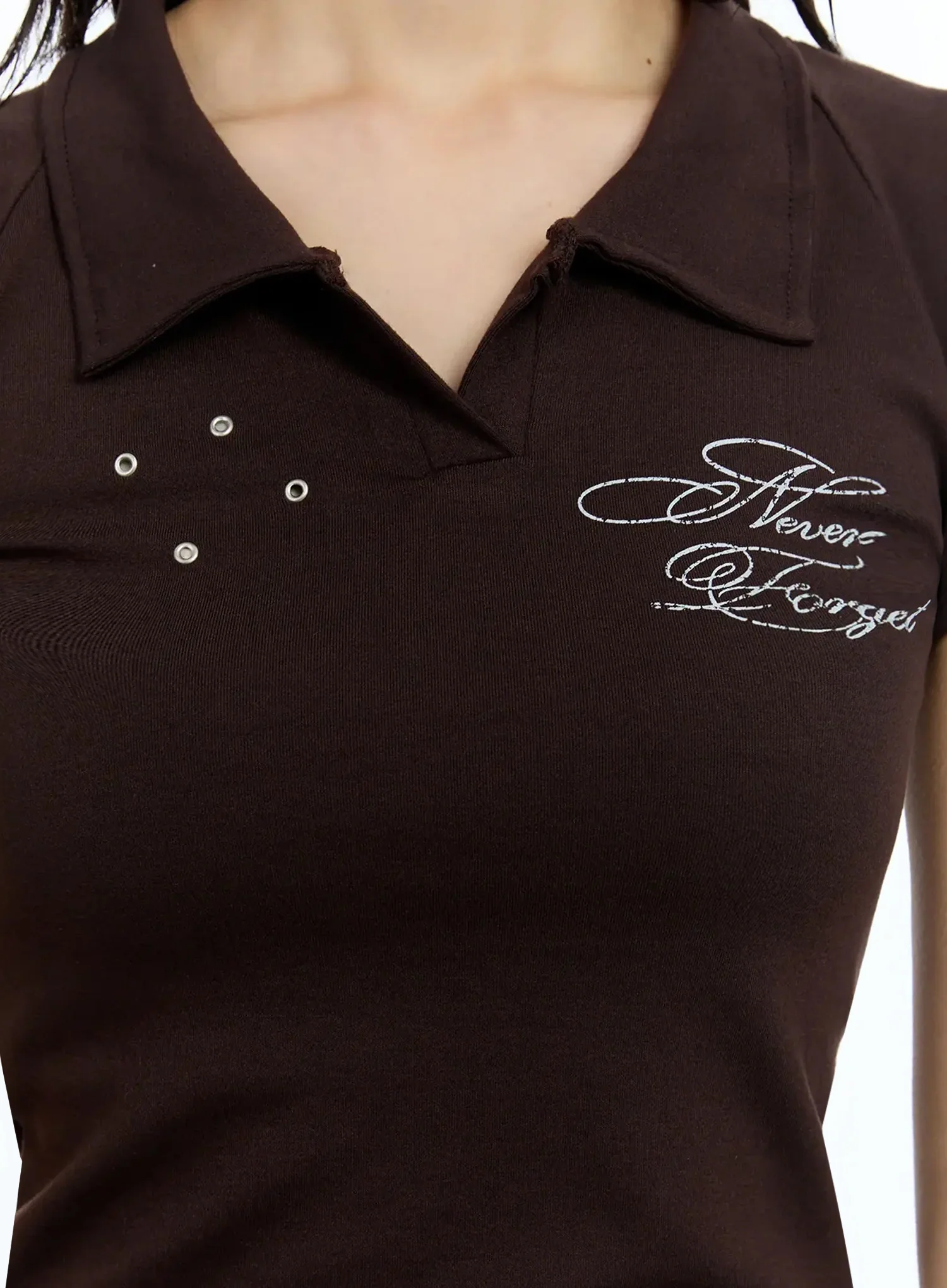 Eyelet Graphic Collared Tee IU524 - Image 4