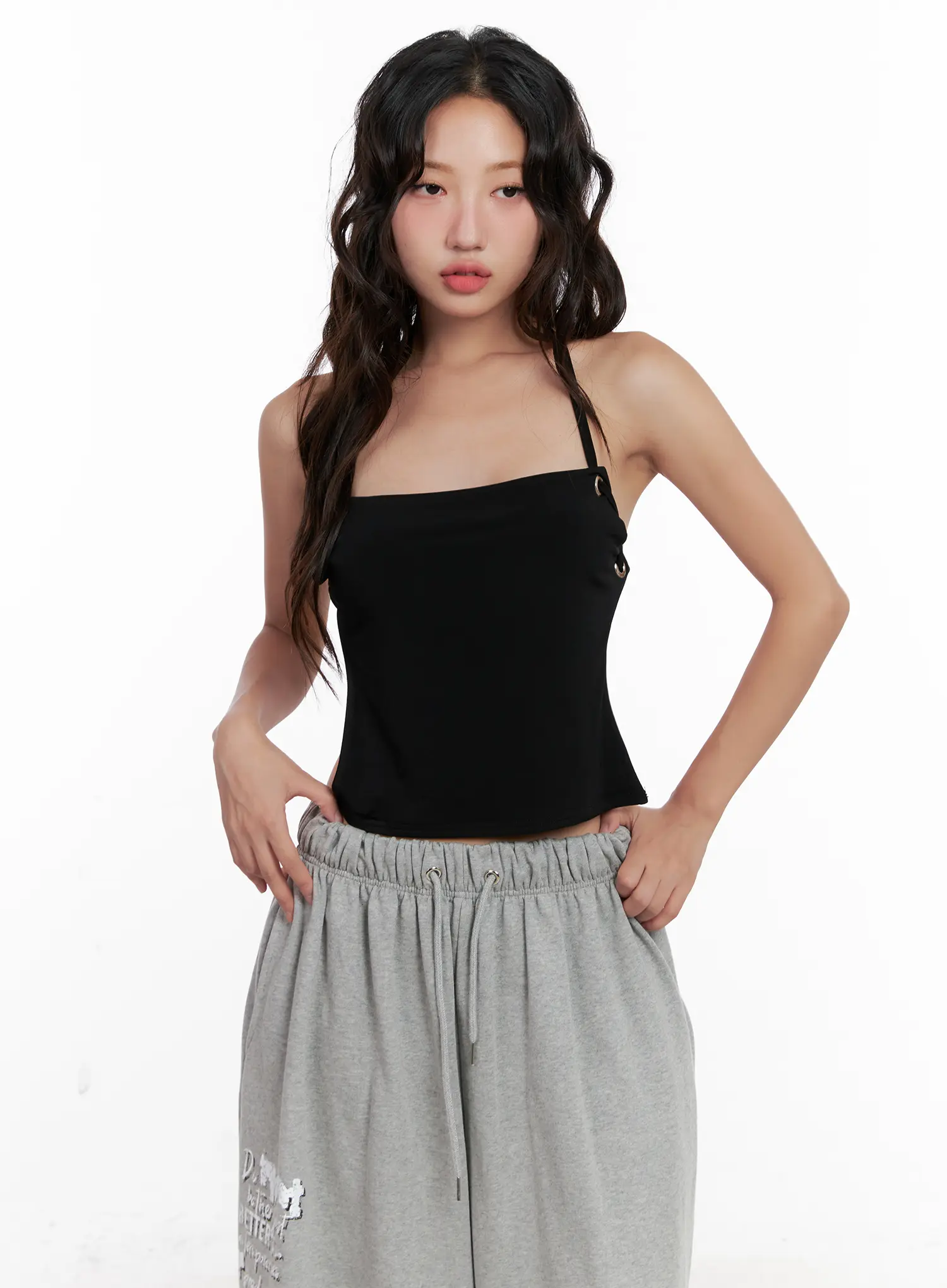 Eyelet Halter Knit Top CL521