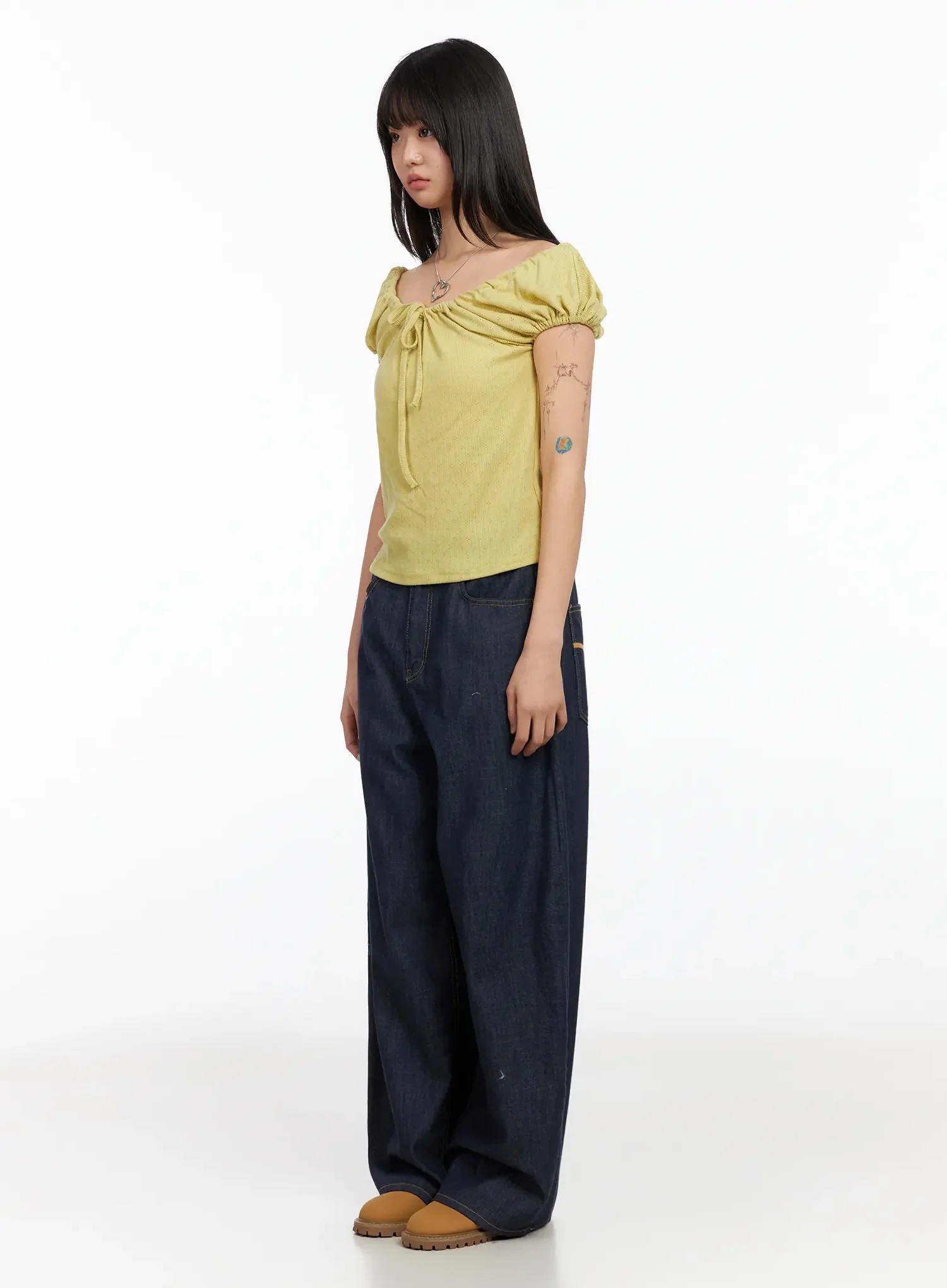 Eyelet Ruched Off Shoulder Top IA523 - Image 10