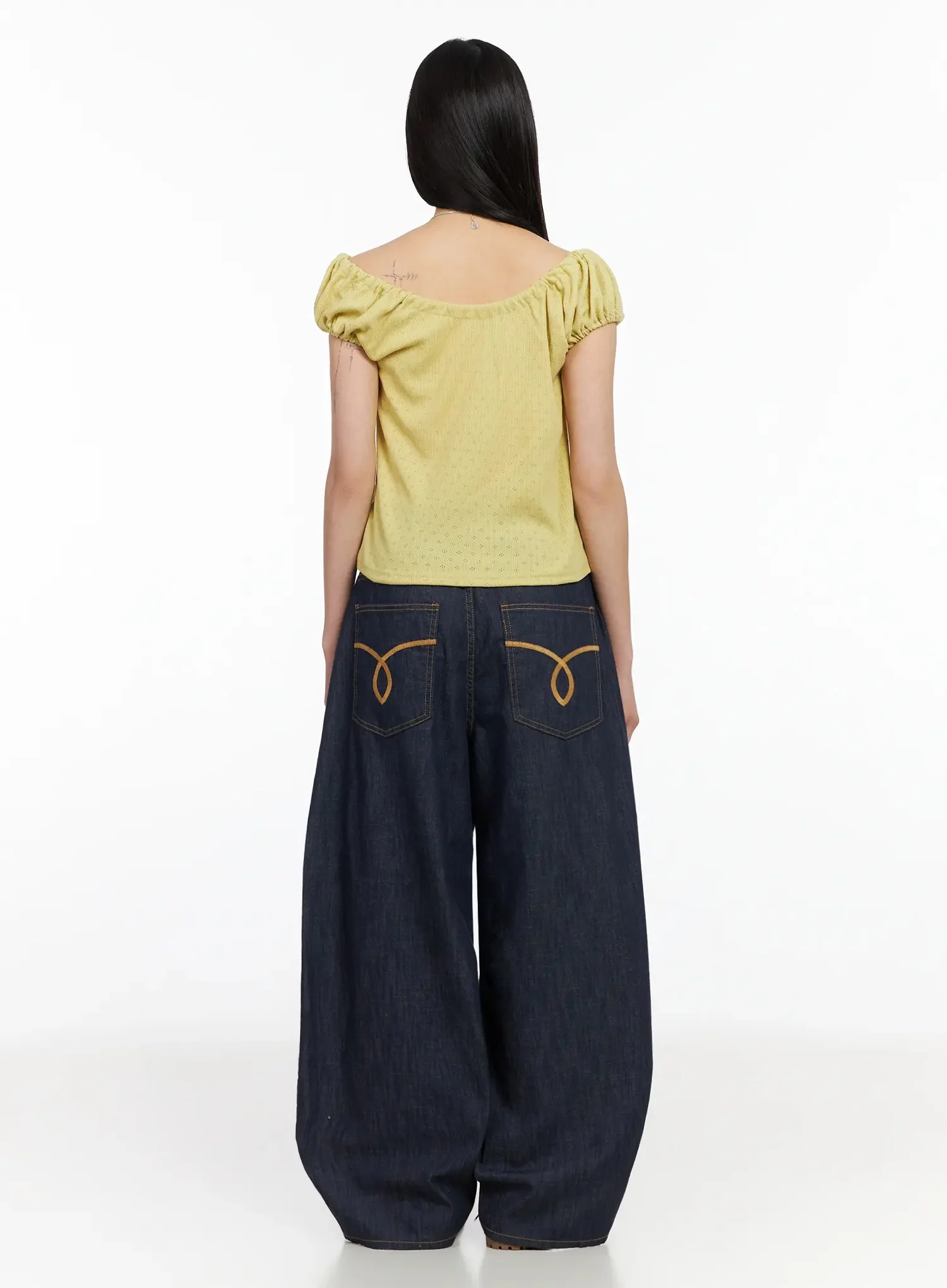 Eyelet Ruched Off Shoulder Top IA523 - Image 11