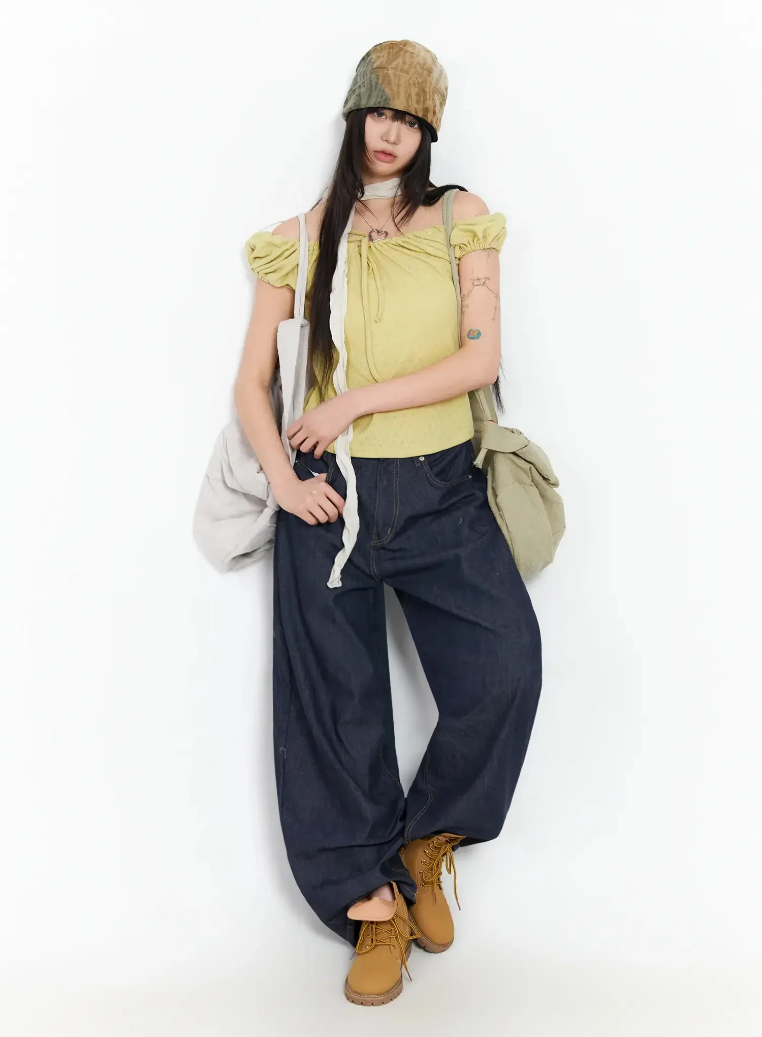 Eyelet Ruched Off Shoulder Top IA523 - Image 12