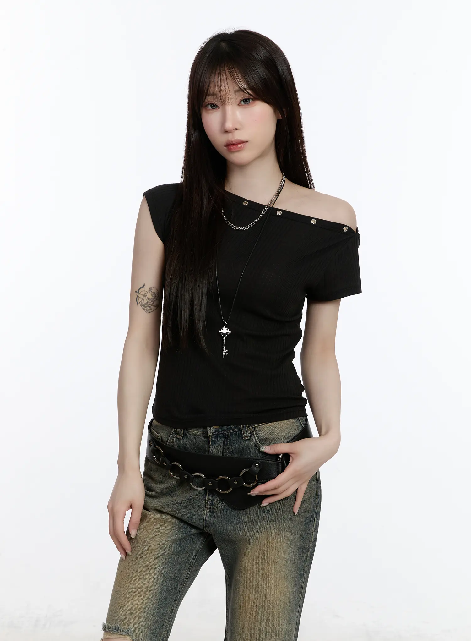 Eyelet Short Sleeve Tee CA503 - Image 2