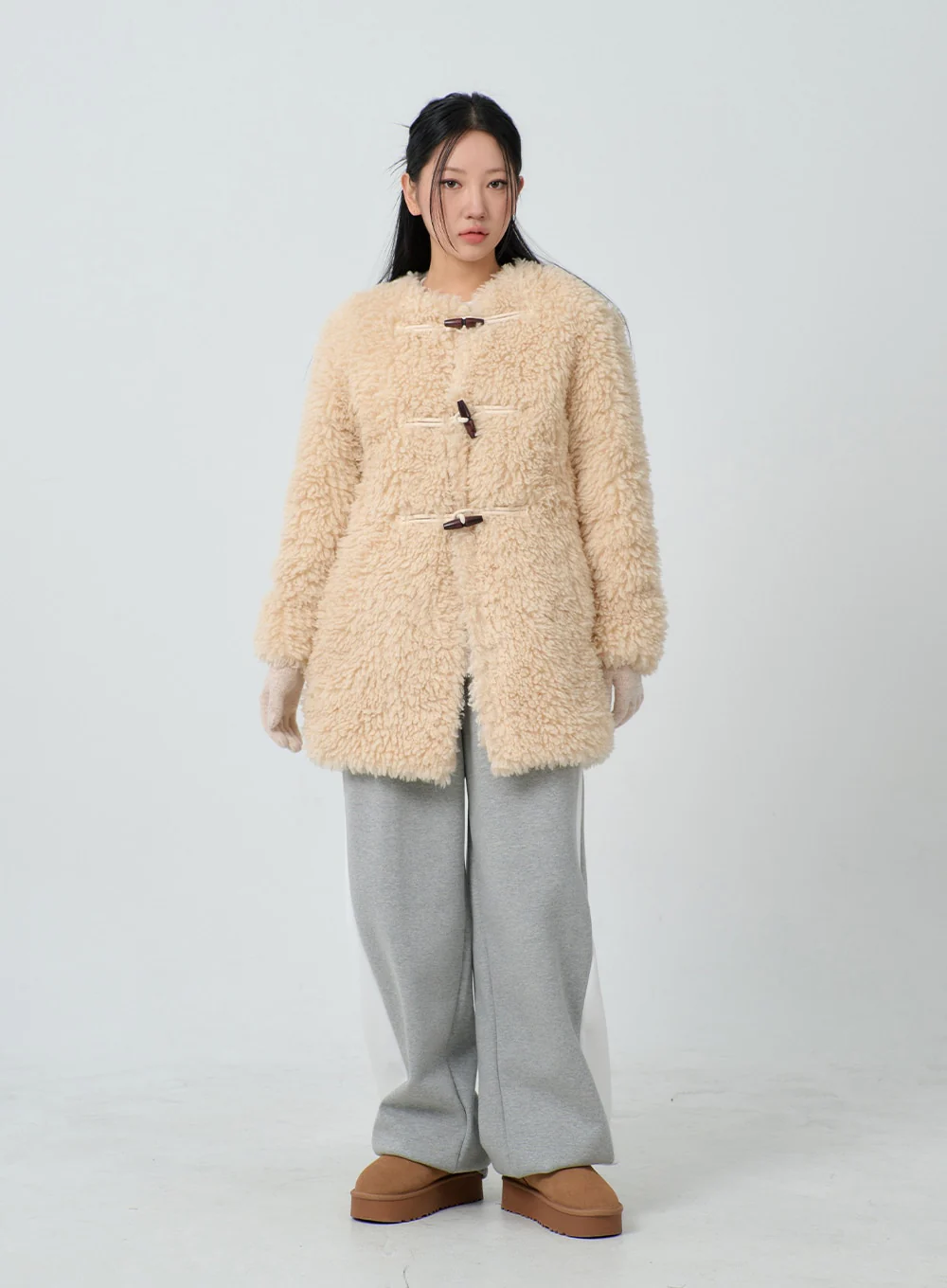 Faux Fur Button Midi Coat CJ302 - Image 2