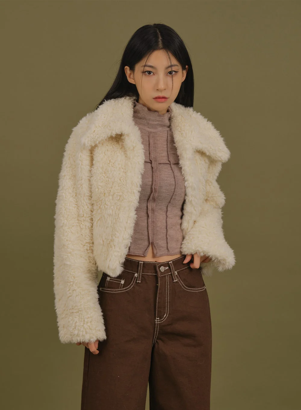 Faux Fur Cropped Jacket J6 - Image 10