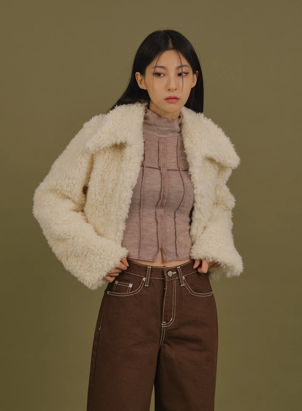 Faux Fur Cropped Jacket J6 - Image 2