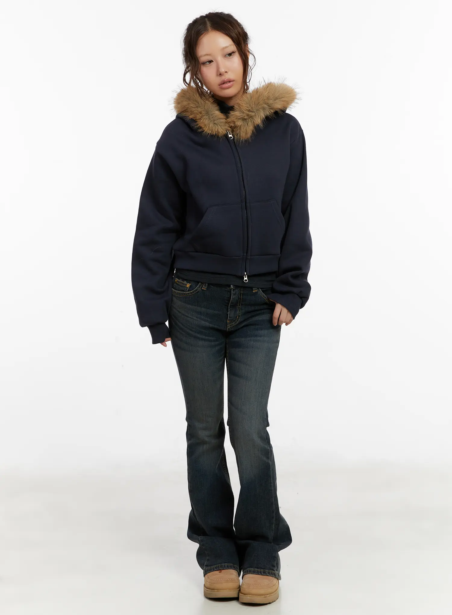 Faux Fur Graphic Fleece Zip-Up Hoodie CD515 - Image 7
