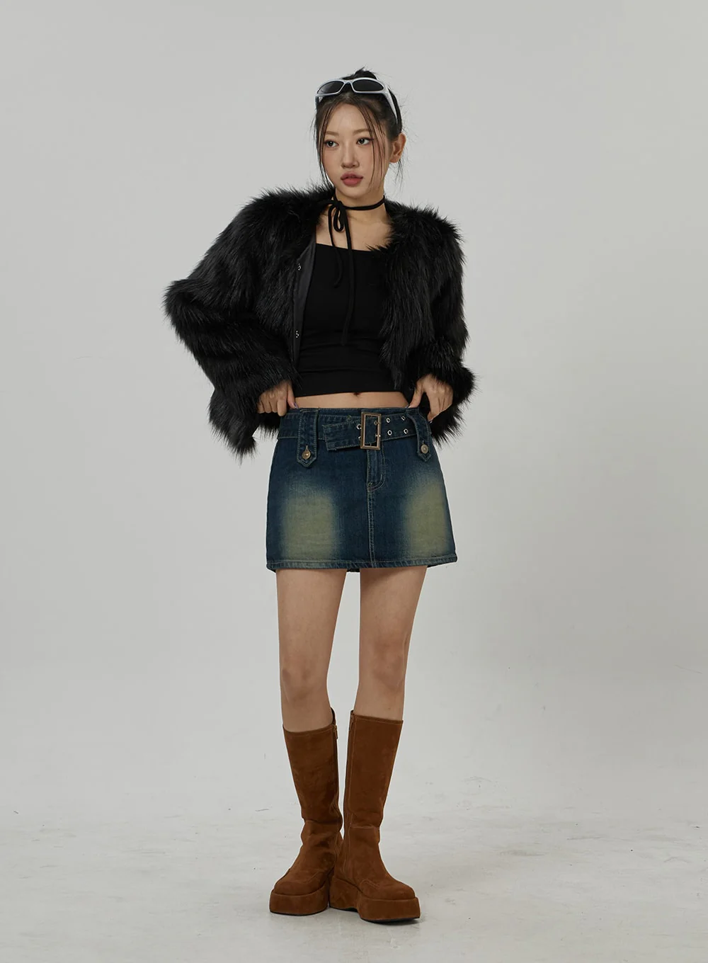 Faux Fur Hook Cropped Jacket CD21 - Image 4