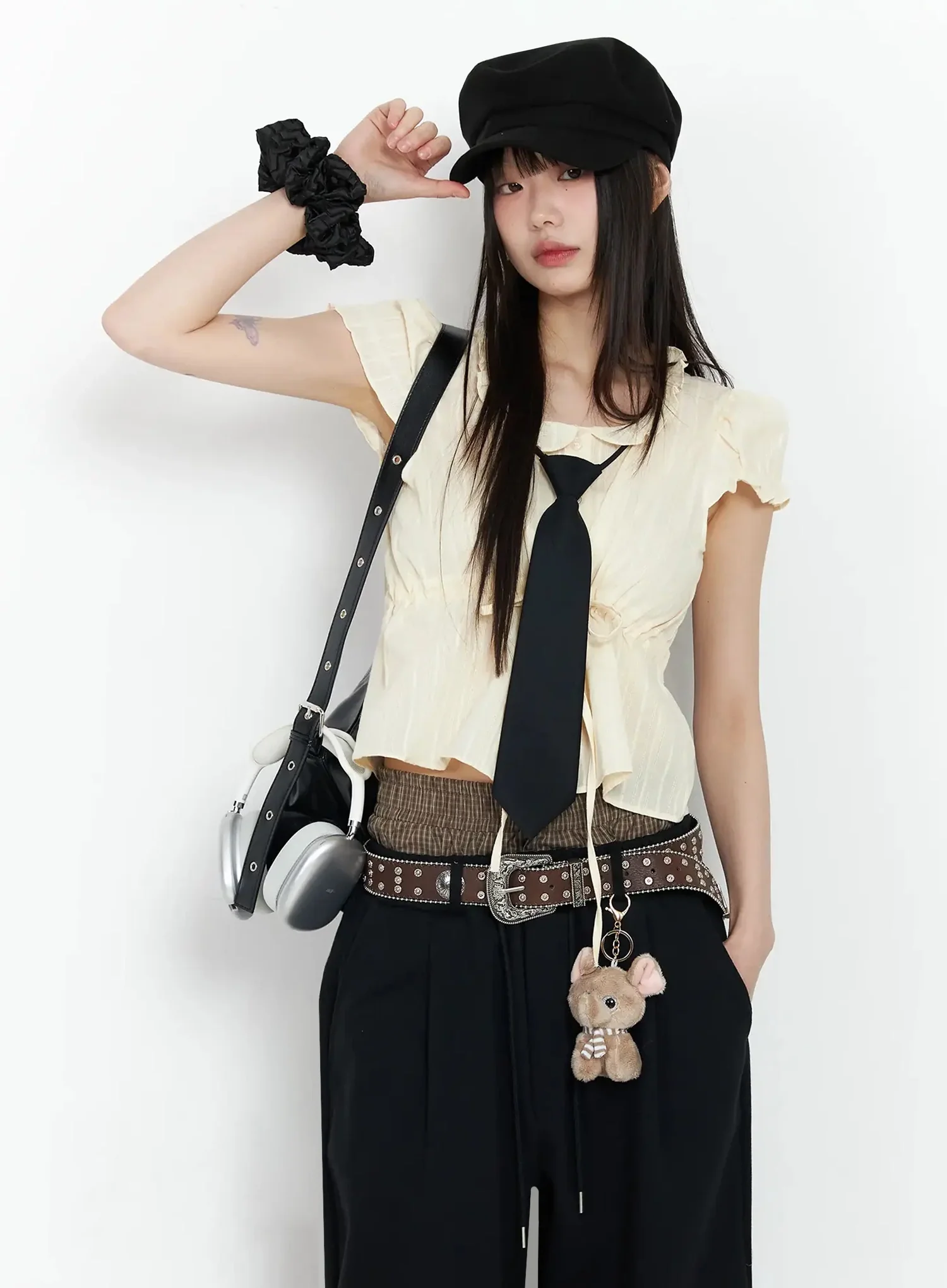 Faux Leather Chic Neck Tie IY515 - Image 3