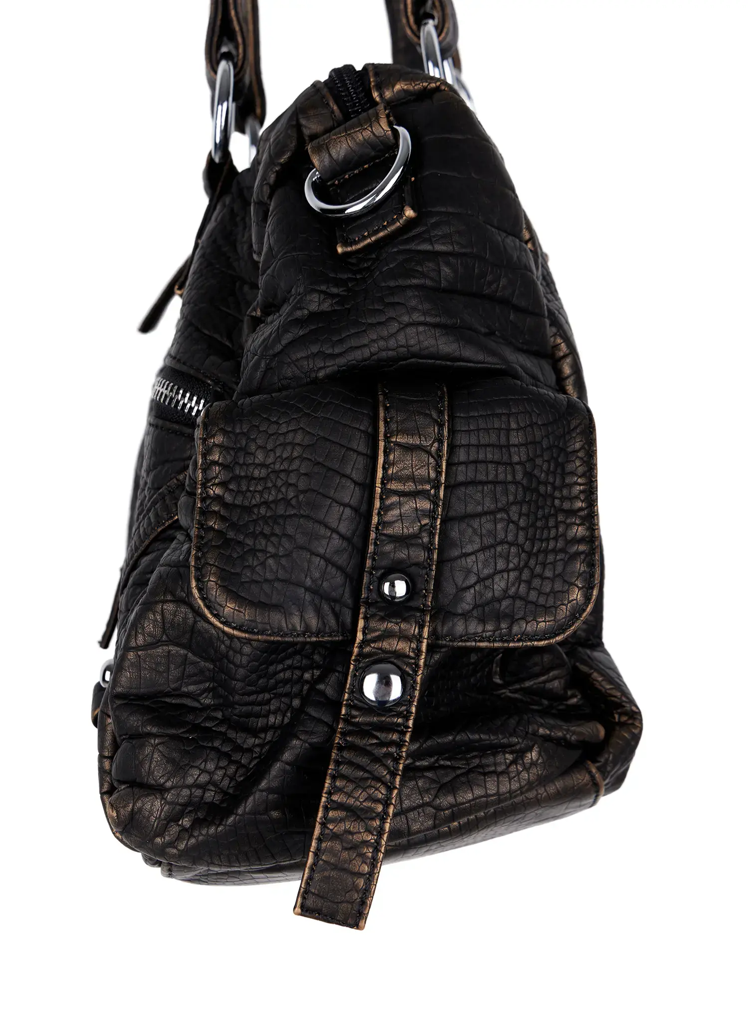 Faux-Leather Eyelet Belted Crossbody Bag CF503 - Image 9