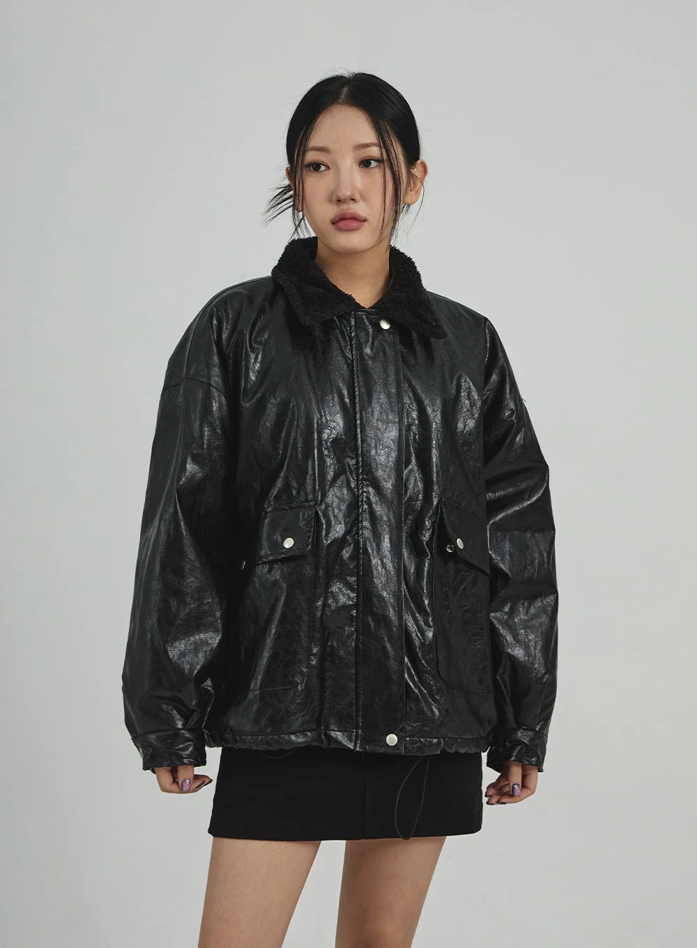 Faux Leather Fur Jacket CD12 - Image 5