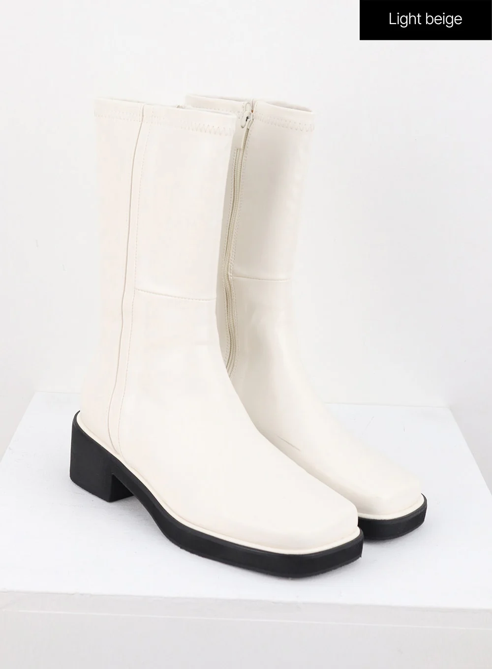 Faux Leather Side Zip Boots OS302 - Image 11