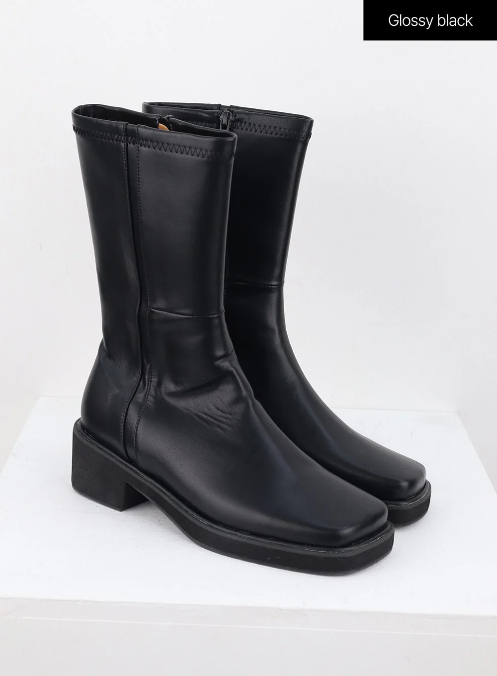 Faux Leather Side Zip Boots OS302 - Image 13