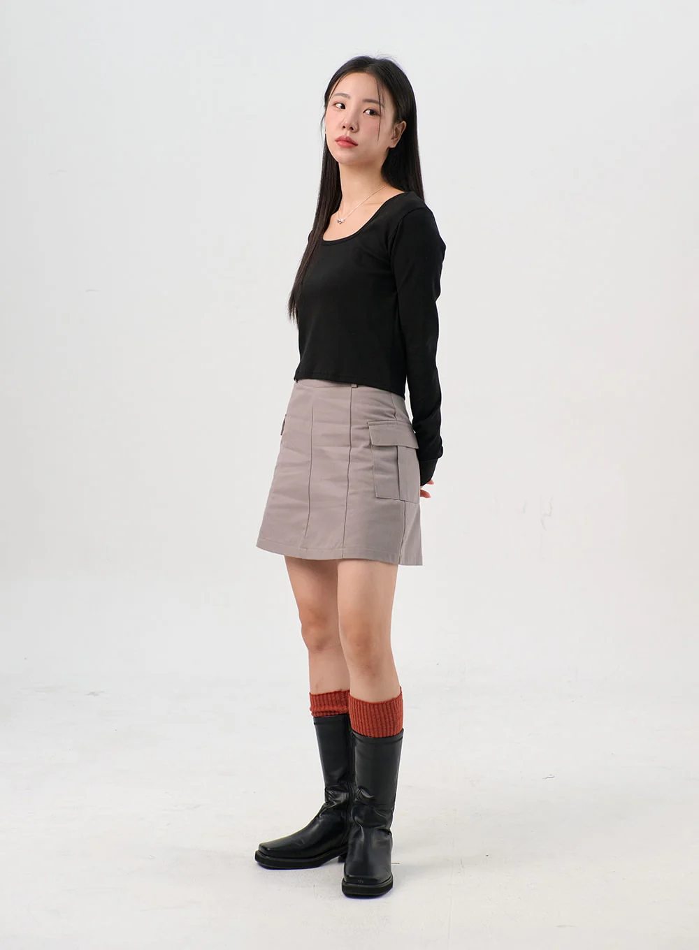 Faux Leather Side Zip Boots OS302 - Image 8