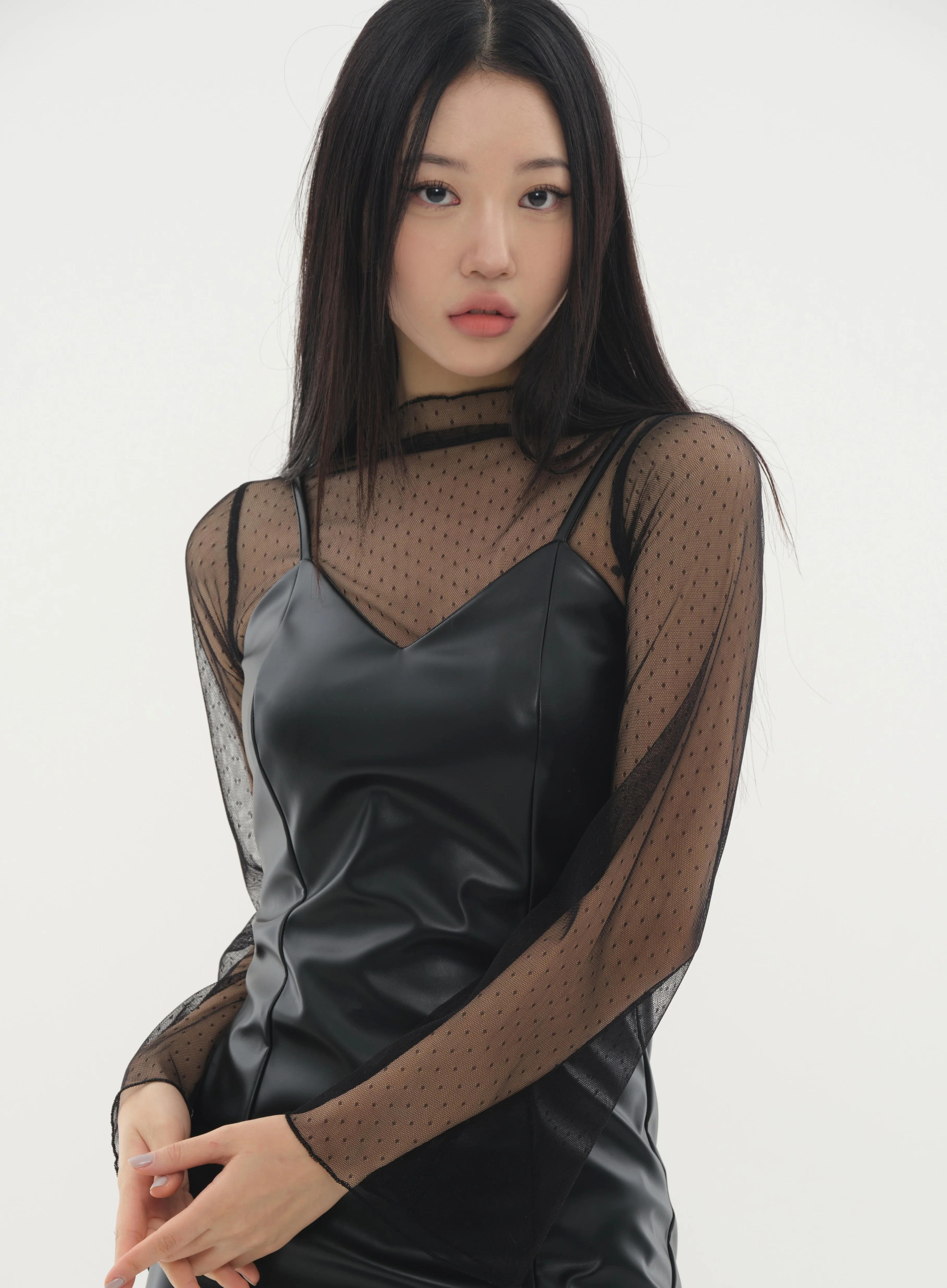 Faux Leather Strap Mini Dress #Original Kpop #121641 - Image 16