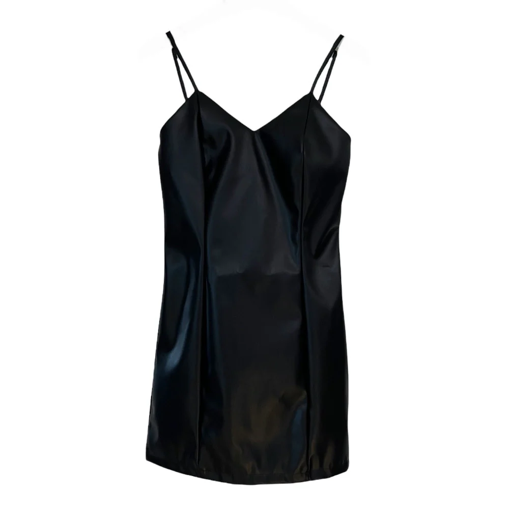 Faux Leather Strap Mini Dress #Original Kpop #121641 - Image 19