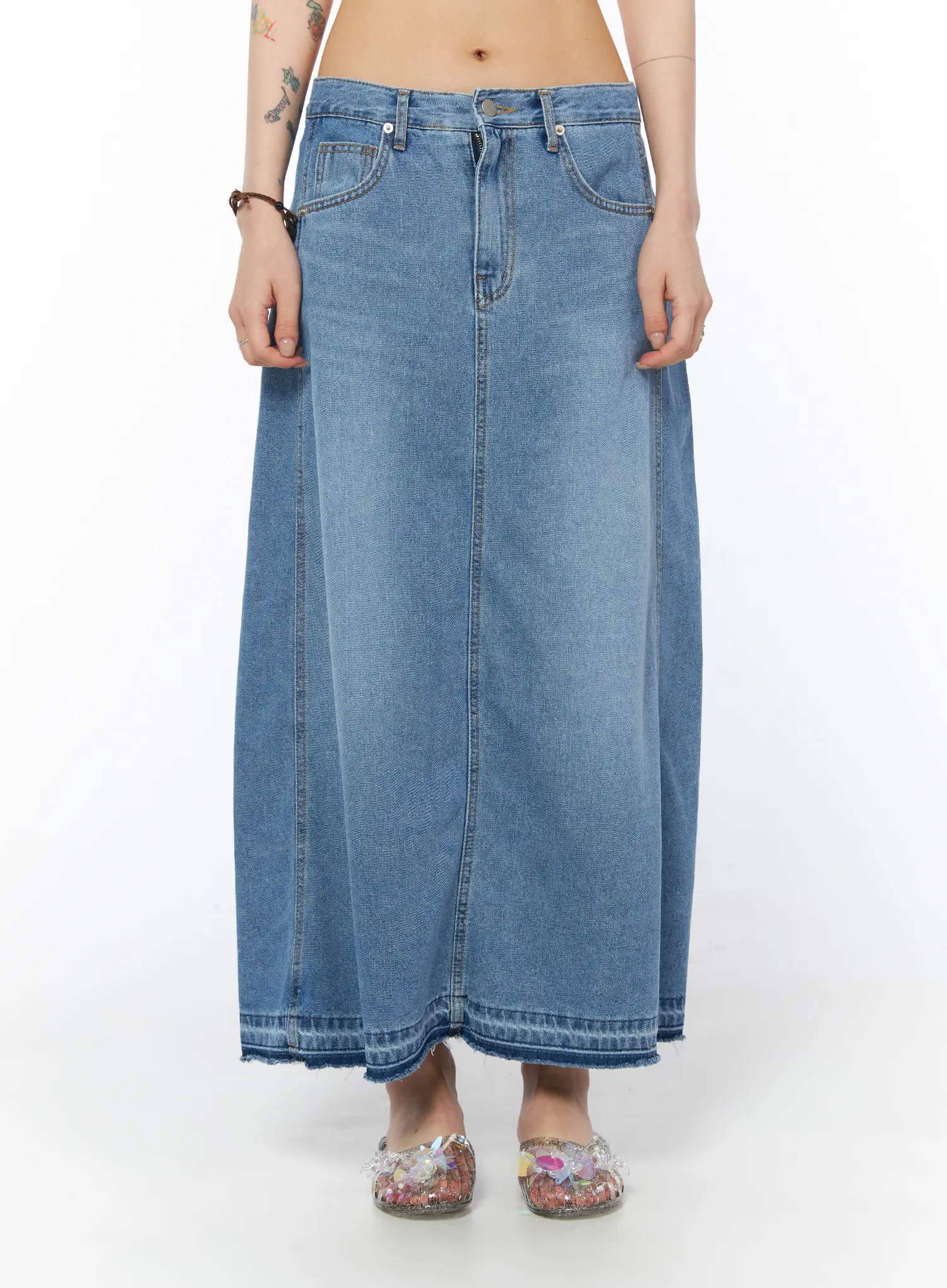 Flared Maxi Denim Skirt CY528 - Image 10