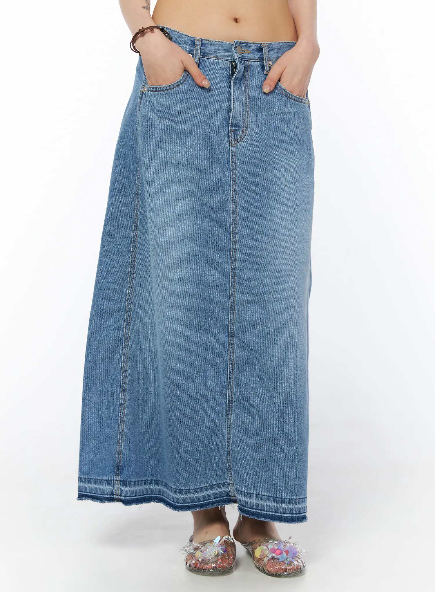 Flared Maxi Denim Skirt CY528 - Image 2