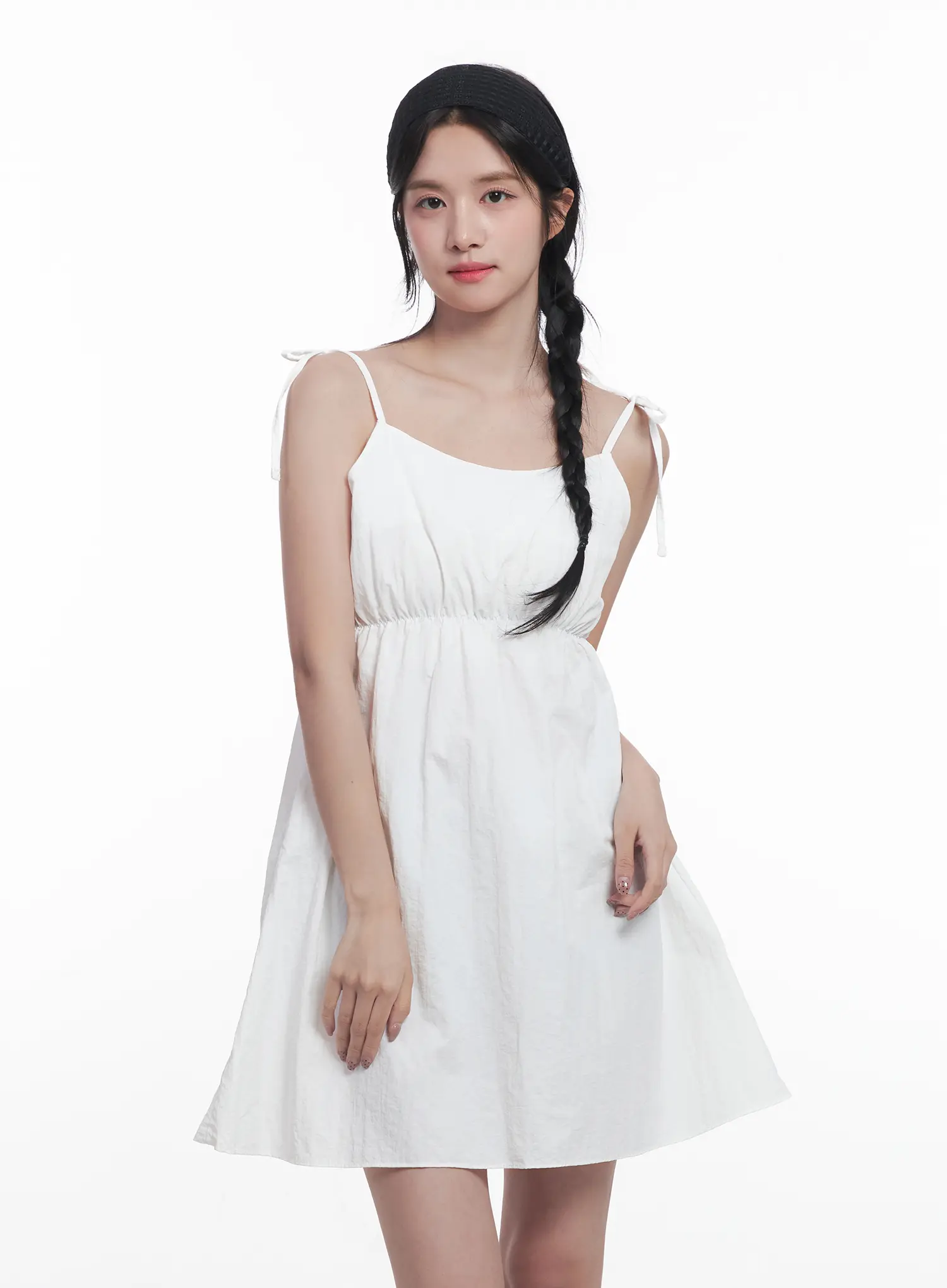 Flared Ribbon-Tie Mini Dress CU525 - Image 12
