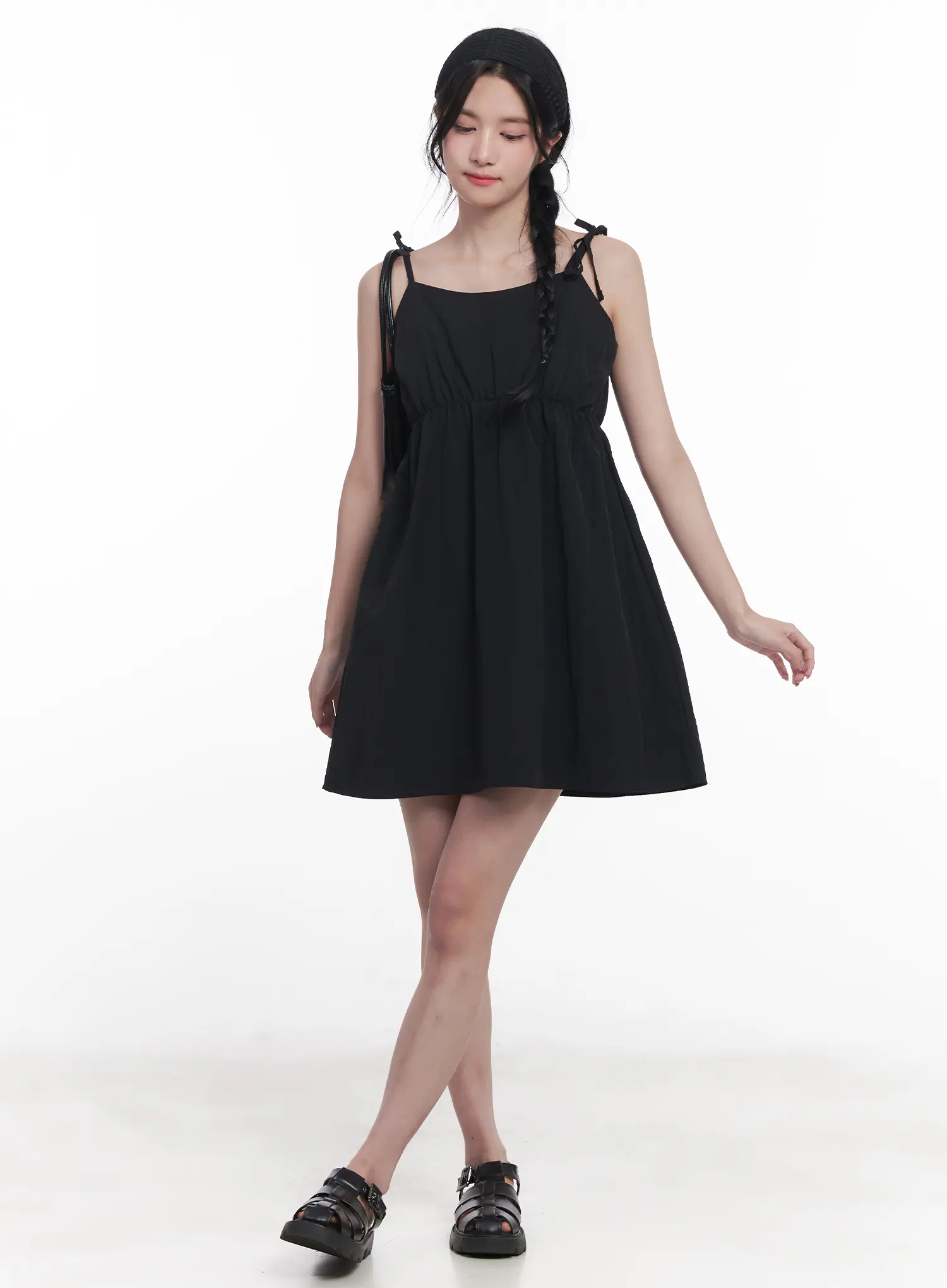 Flared Ribbon-Tie Mini Dress CU525 - Image 2