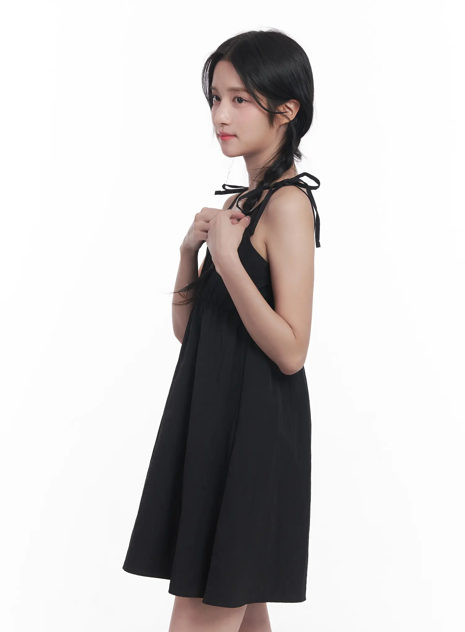 Flared Ribbon-Tie Mini Dress CU525 - Image 5