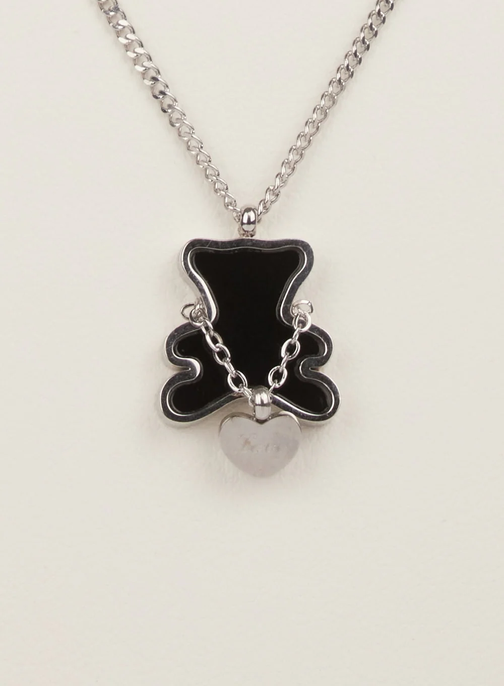 Flat Bear Double Layer Necklace (Black) IM531 - Image 2