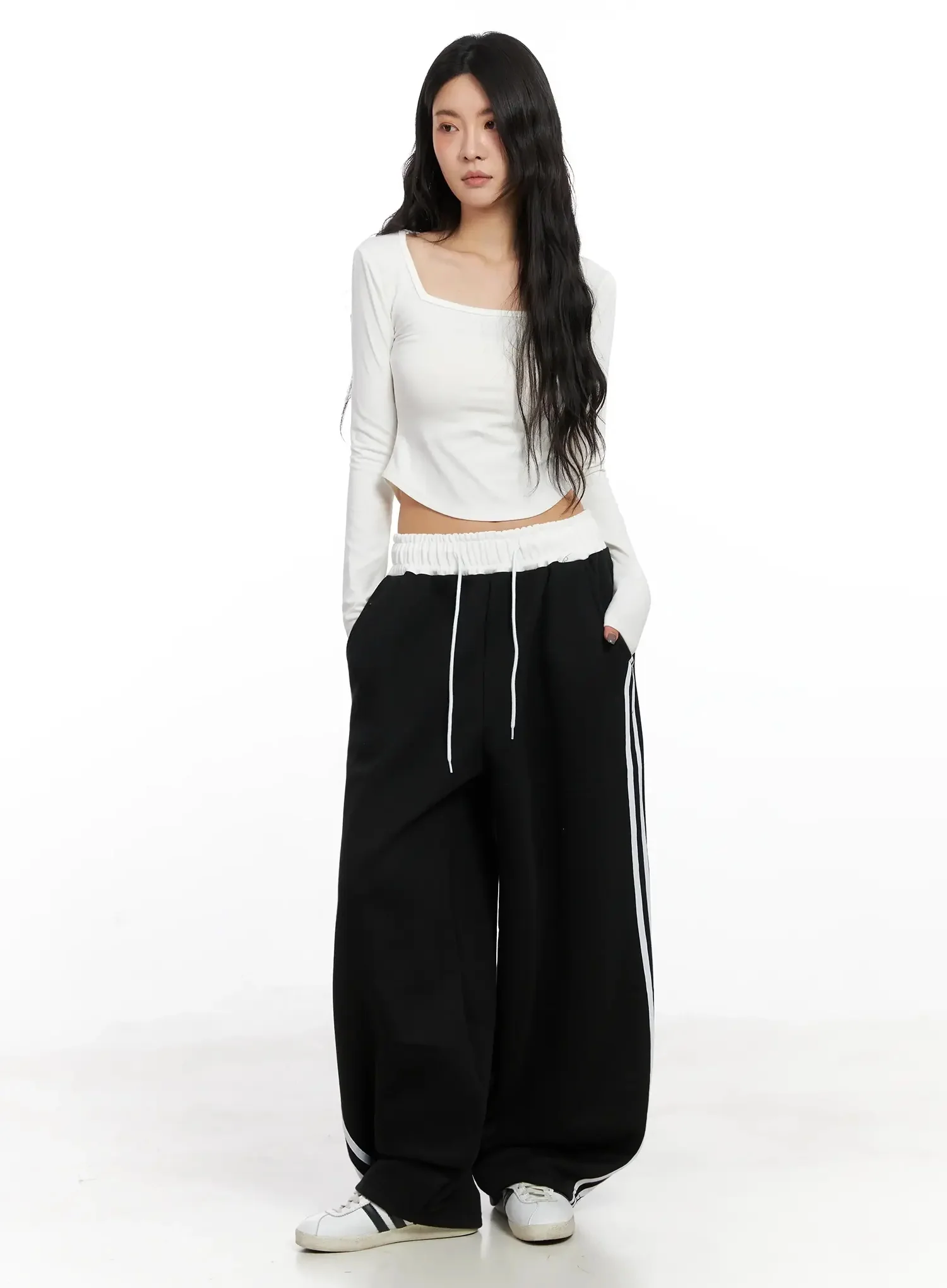 Fleece Baggy Drawstring Sweatpants IN528 - Image 3