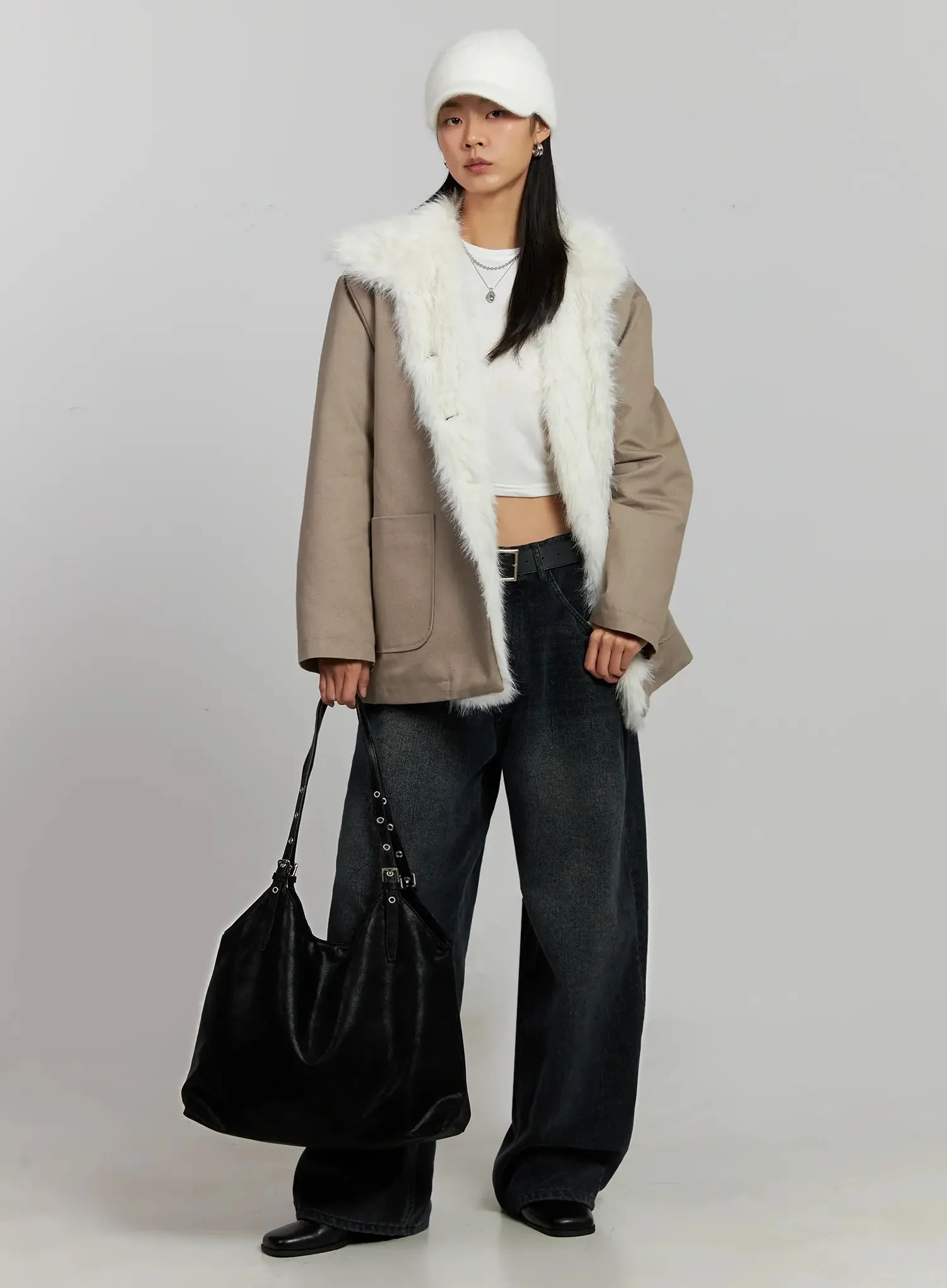 Fleece Crewneck Cropped Long Sleeve Tee IJ502 - Image 13