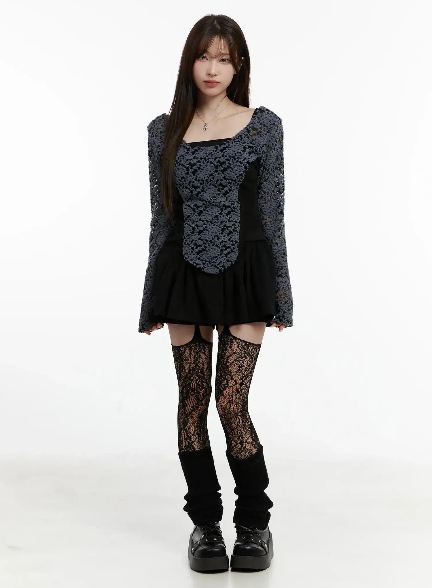 Fleece Lace Long Sleeve Top IJ521 - Image 9