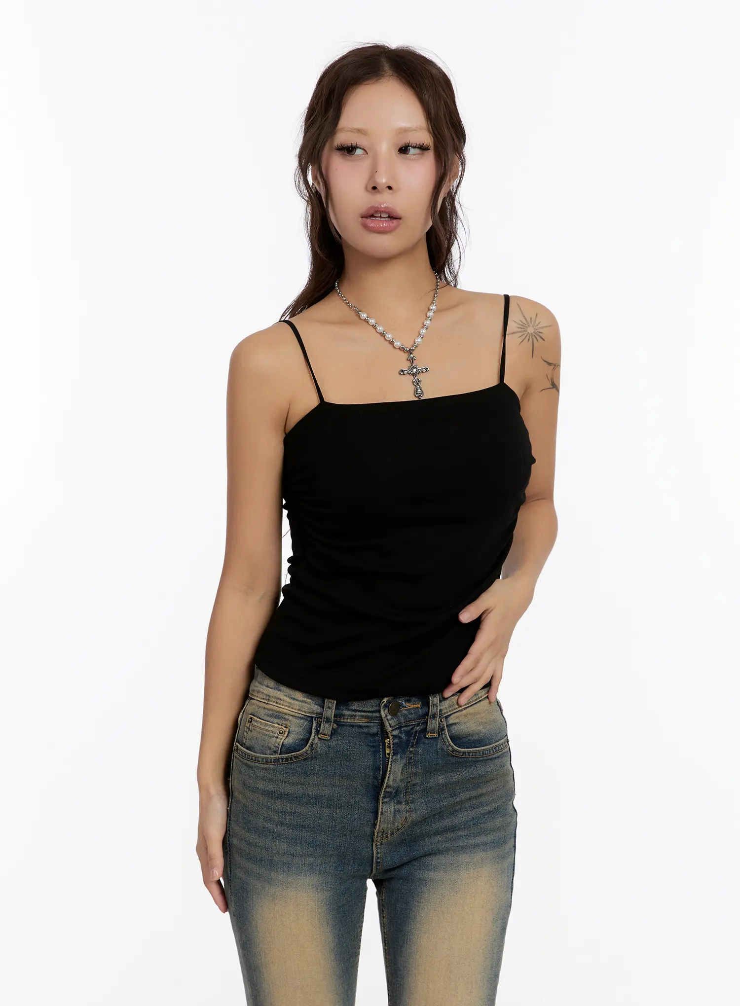 Fleece Lined Shirred Tank Top CN527 - Image 10